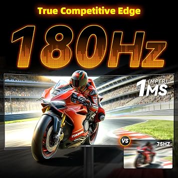 34 Inch Ultrawide Gaming Monitor - 21:9 WQHD 3440 x 1440 R1500 Curved Computer Monitor for Gamer, 180Hz,1ms, AMD FreeSync, PIP/PBP, Crosshair, TUV Eye Care, HDMI 2.0 & DP1.4, Tilt/Height/Swivel Stand