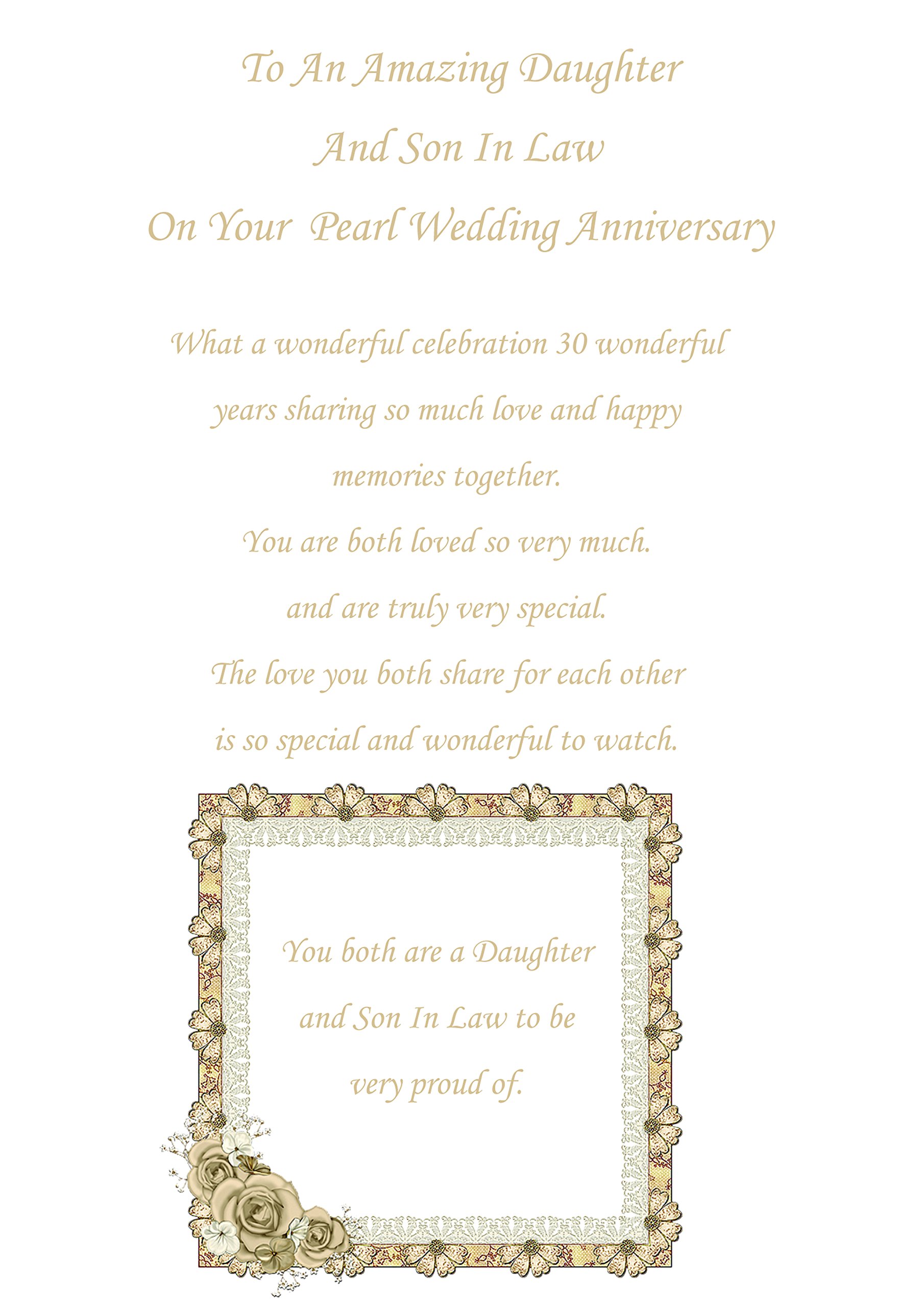 Daughter And Son In Law Pearl Wedding Anniversary Card Amazon Co Uk Office Products