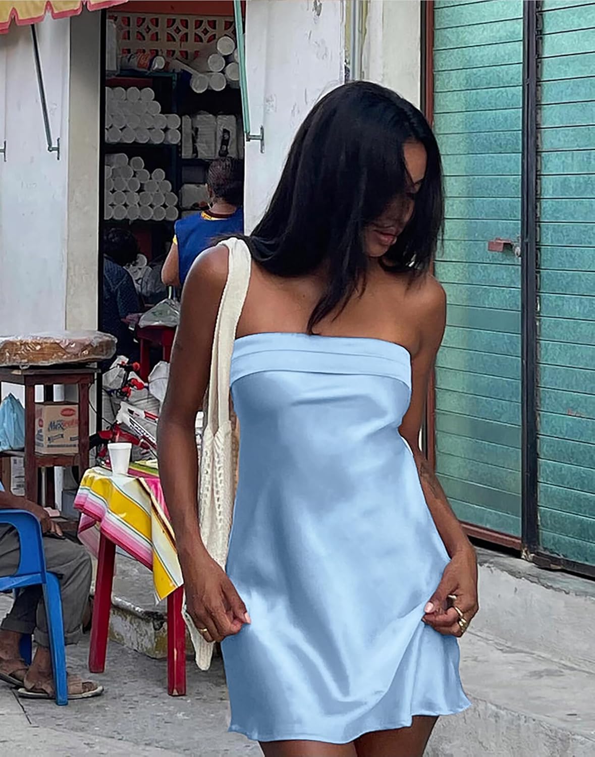 HYPERFIRE Women's Elegant Strapless Tube Cut Out Back Mini Dress Summer Cocktail Dresses - Image 7