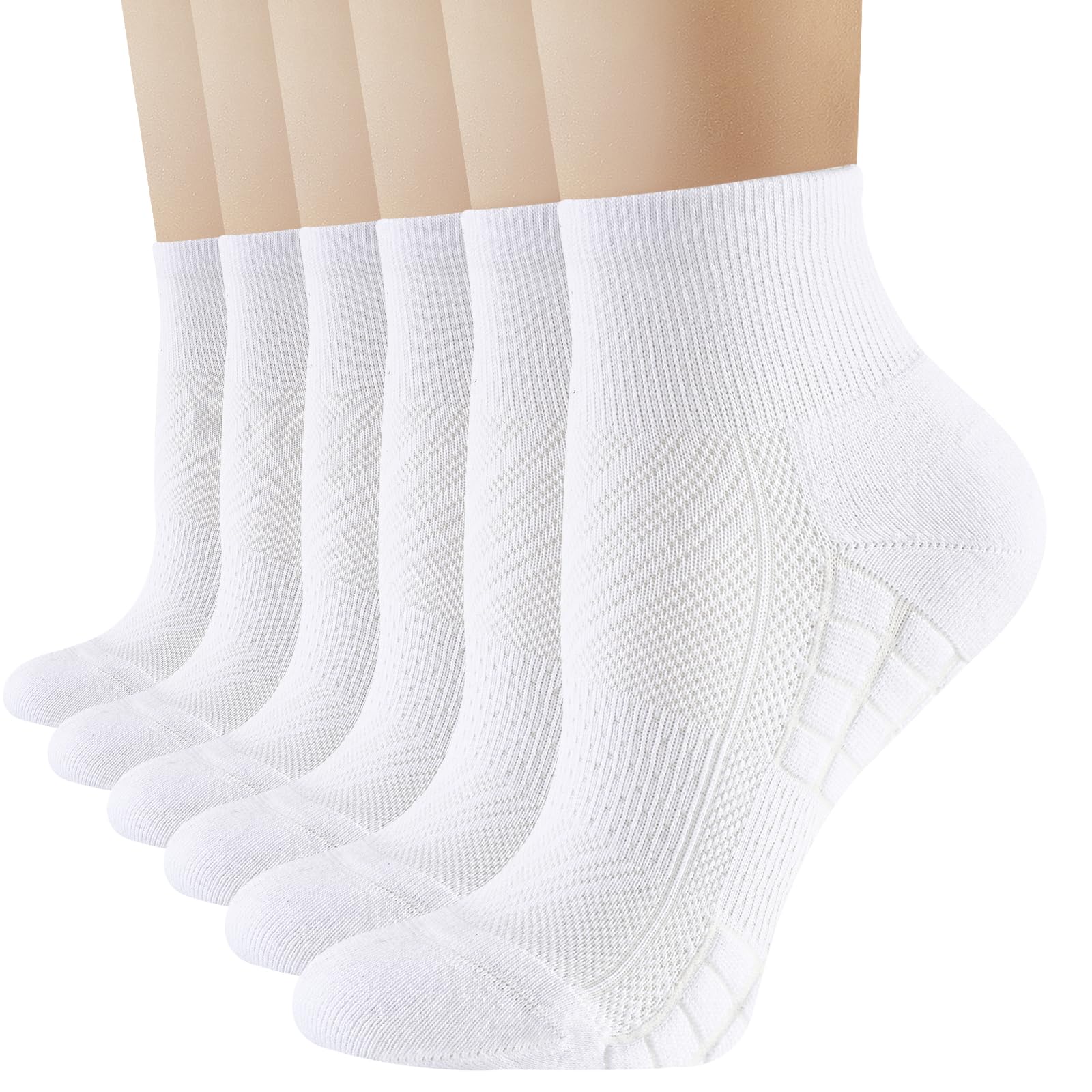 SukModen Ankle Running Socks Womens, 6/12 Pairs Cushioned Athletic Sport Quarter Socks Moisture Wicking Light Compression - 2