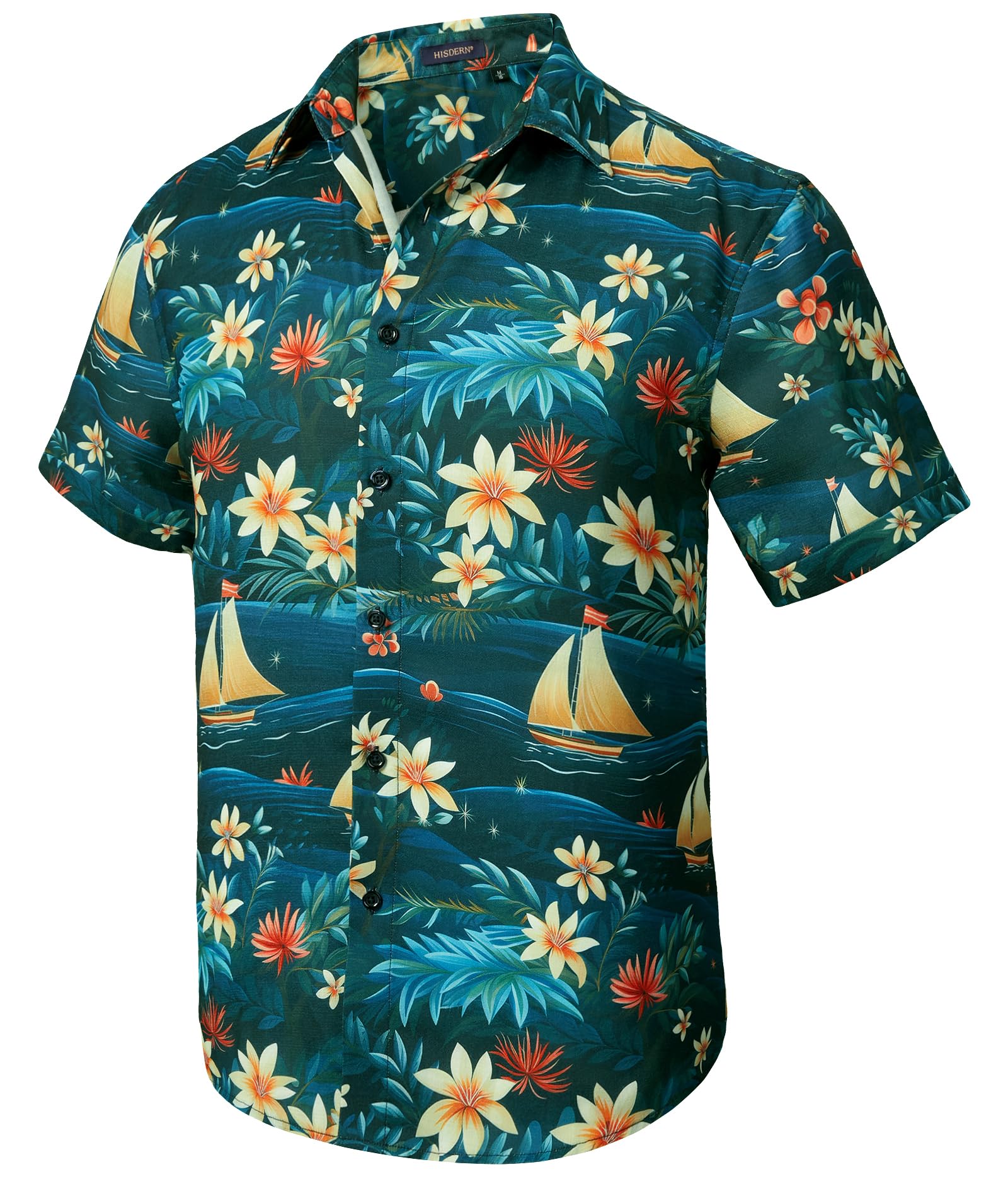 HISDERN Camisa Hawaiana Hombre Funky Manga Corta Aloha Florales Camisas Casual Verano Playa Vacaciones Impreso Hawaii Camisas S-XXL