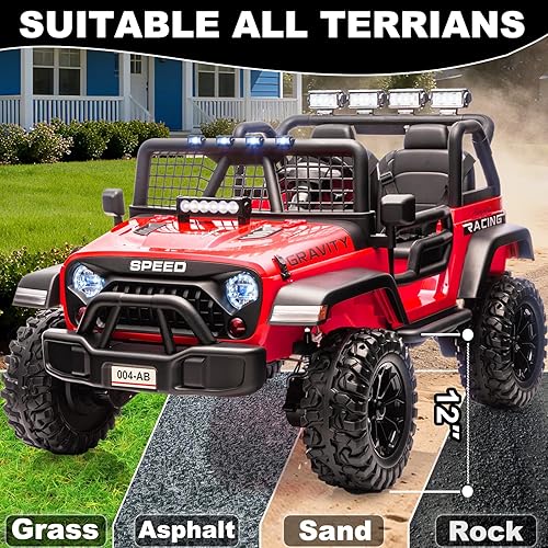 Miniatura 5 de NEWQIDA Juguetes de paseo de 24 V para niños grandes, automóvil eléctrico de 2 plazas con control remoto 4x4 para niños y niñas, suspensión de