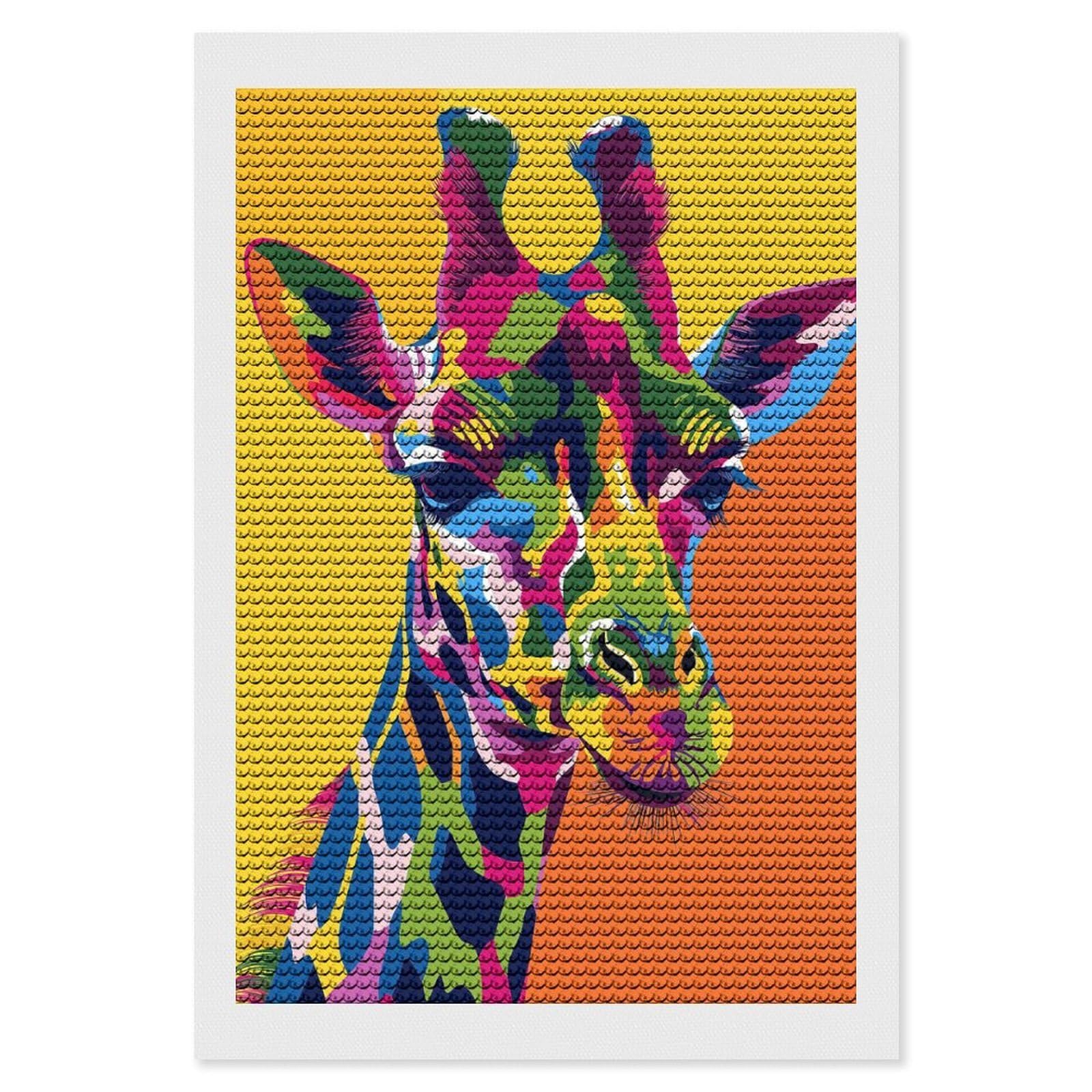Junmoney Colorful Giraffe Portrait(6) Diamond Painting Kit 8"x12", Adhesive Canvas, Home Wall Decor, for Beginners, Birthday Gift, Full Kit Included