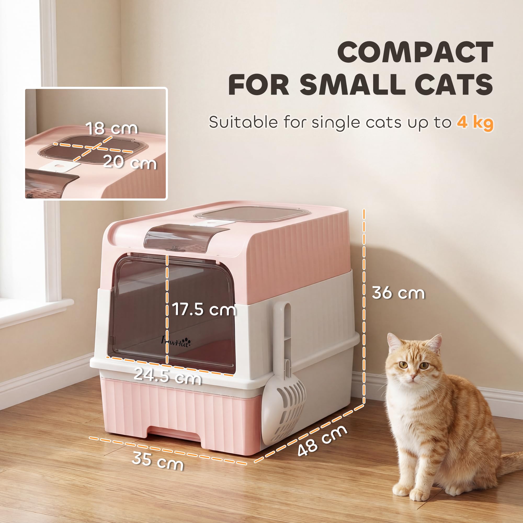 PawHut Caja de arena para gatos con tapa, bandeja extraíble para cajones