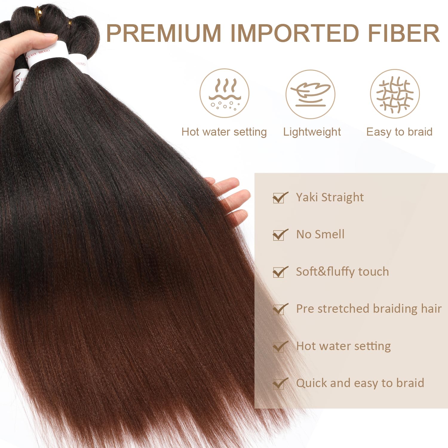ShowJarlly Pre Stretched Braiding Hair 30 Inch Knotless Braiding Extensions 1pack Easy Braids Hot Water Setting DIY Box Braids Yaki Textured Crochet Hair Braiding (30inch,1B/30#) - Image 4