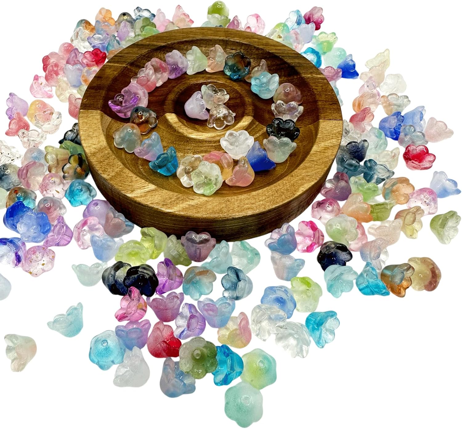 200PCS Bellflower Glass Beads, Gradient Clear Bead for Jewelry Making, Mixed Color Trumpet Flower Beads for Keychains Earrings Bracelets Necklaces Lanyard DIY Handicrafts - Image 7