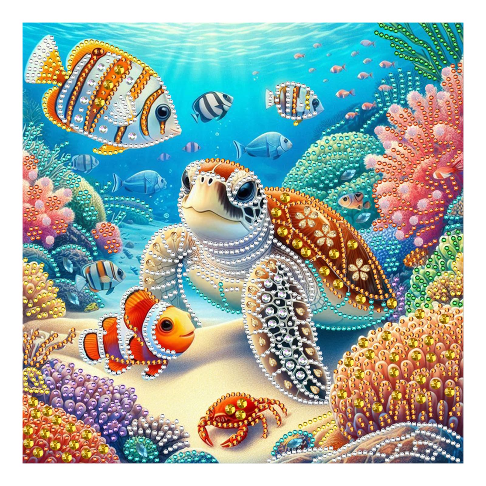 Domnpes Sea Turtle Diamond Art Kits for Adults, Ocean Special Shape Diamond Painting Kits for Beginners, Crystal Rhinestones Beads Art for Home Wall Decor Gift 11.8x11.8 inch