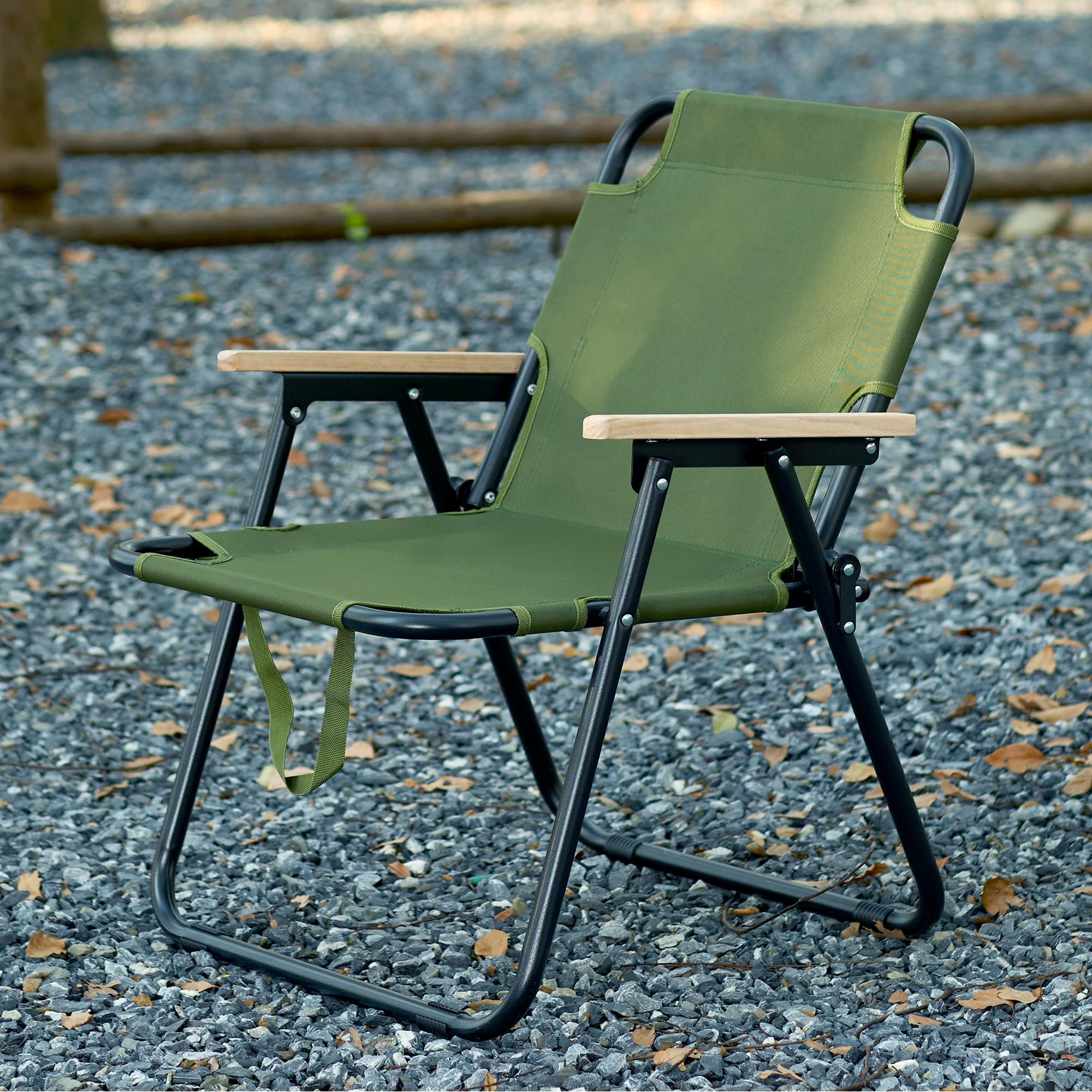Campingstuhl Faltbar Klappstuhl Camping, Faltstuhl Camping, Klappbare Campingstühle mit Armlehnen, Tragbarer Stuhl Gartenstuhl Anglerstuhl, für Picknick Angeln Strand Garten - Grün