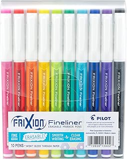 PILOT FriXion Fineliner Erasable Marker Pens, Fine Point, Assorted Color Inks, 10-Pack Pouch (13902)