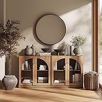 Vista 71 de BELLEZE Aparador Modular Acanalado Buffet con Almacenamiento, Mesa Consola Moderna de Mediados de Siglo con Puertas Arqueadas Simétricas, Elegante