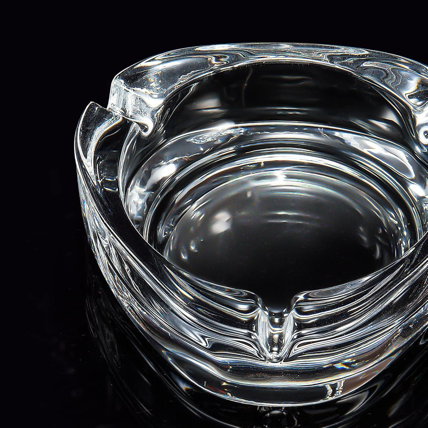 BINZO Glass Heart Shape Ash Tray, Turtle Holder, Heavy Tabletop Clear Durable Cool Ash Cigar Holder, Dil Design, For Indoor, Outdoor, Kitchen, Home, Set of 2 3