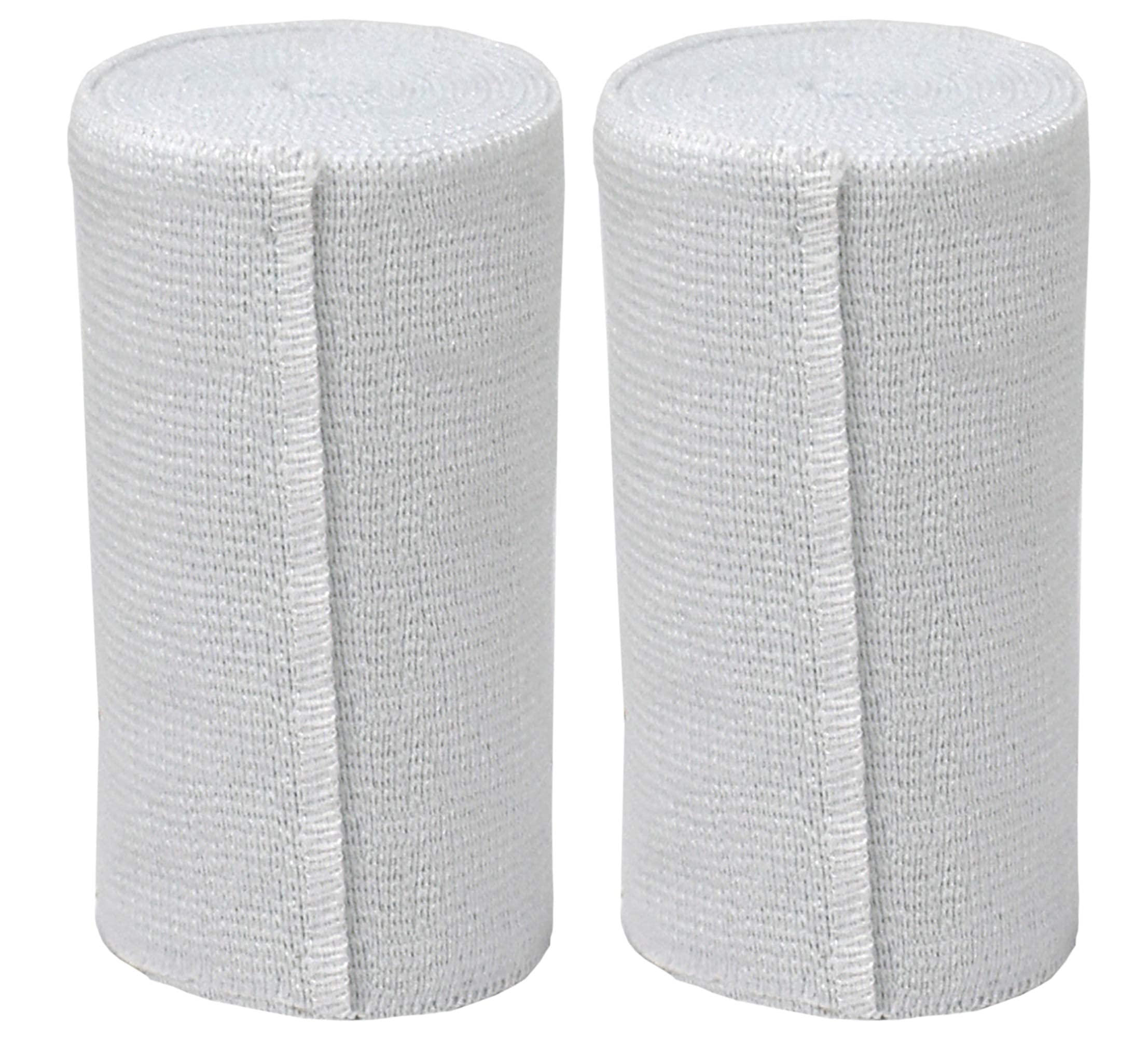 GT Elastic Bandage Wrap (4" Wide, 2 Pack) - Reusable Compression Roll with Hook & Loop Fastener at One End - Hypoallergenic Latex-Free Breathable