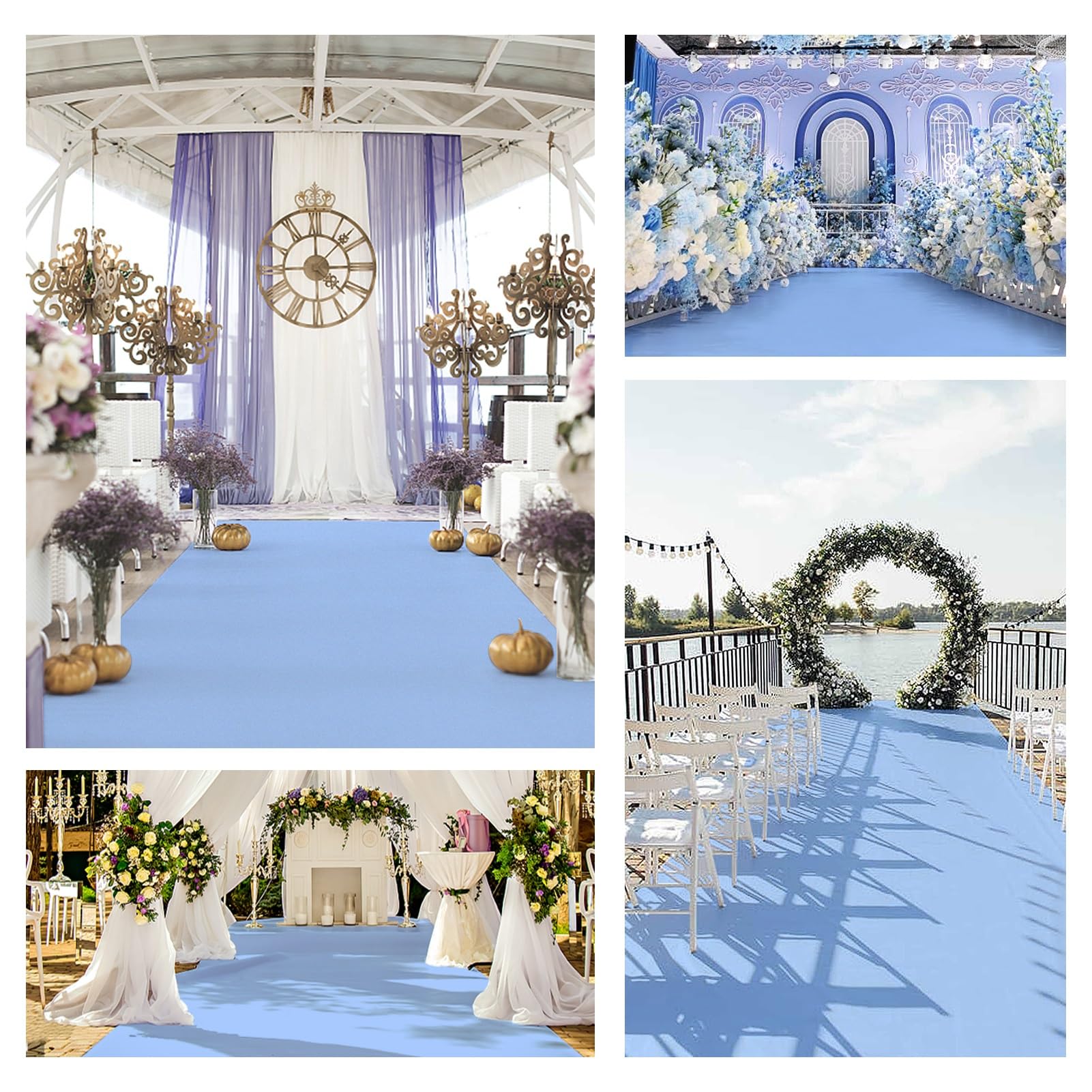 Tappeto per navata nuziale blu, cerimonia per eventi, passerella, tappeto da sposa antiscivolo in poliestere spesso 2 mm per feste di Natale, matrimoni all'aperto sulla spiaggia, 10 m 20 m tagliabile