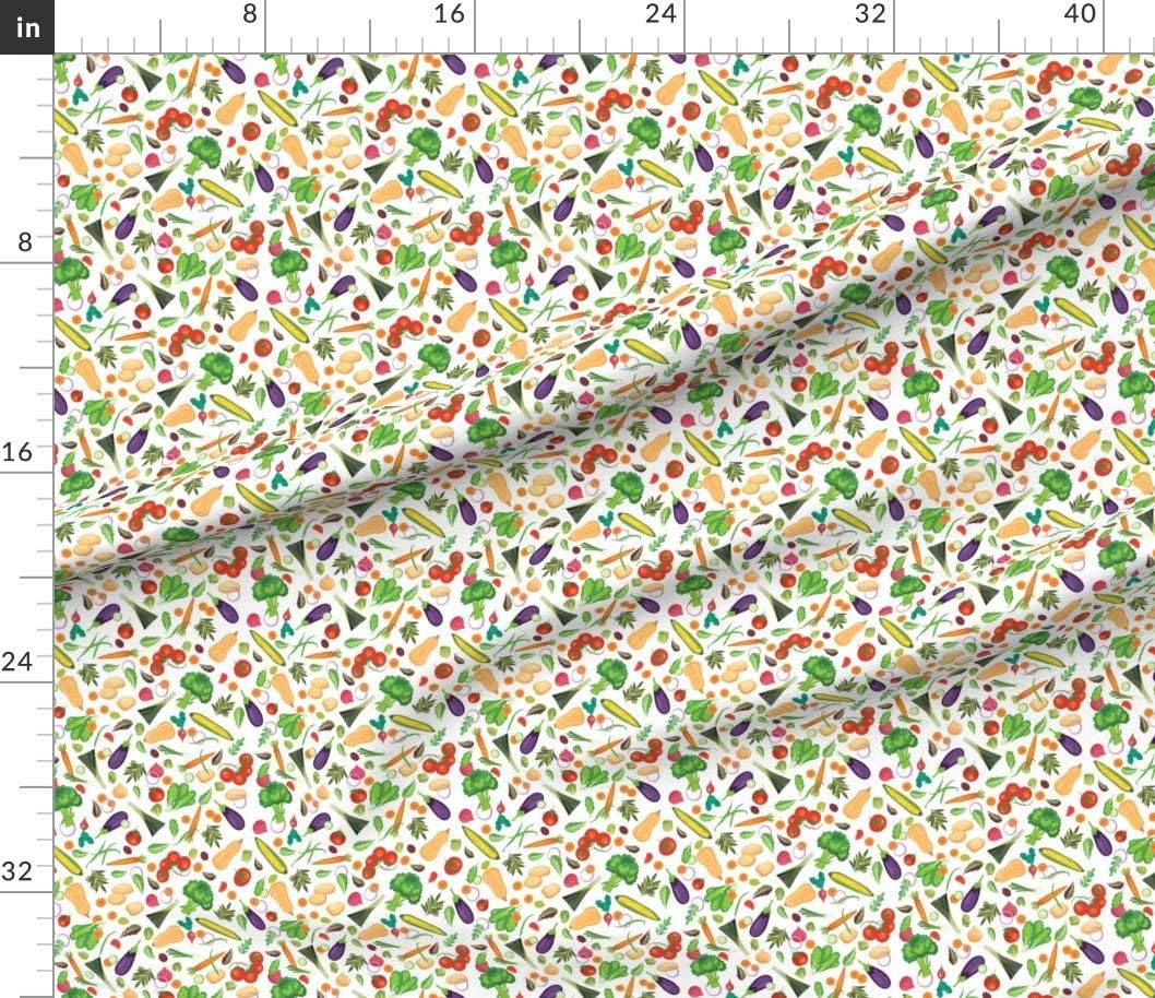 Spoonflower Fabric - Eat White Fresh Vegetables Food Cooking Kitchen Vegetable Eggplant Printed on Petal Signature Cotton Fabric by The Yard - Sewing Quilting Apparel Crafts Decor