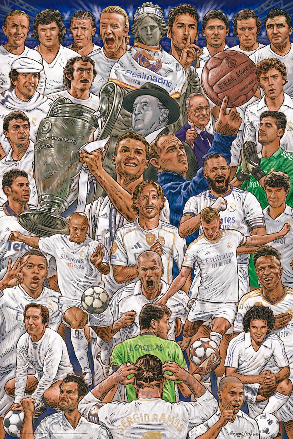 Grupo Erik Poster Leyendas Real Madrid - Posters Decorativos; 61x91,5 cm a todo color (decoracion pared) | Laminas Decorativas; ideal Decoración Habitación, Real Madrid Niño Regalos