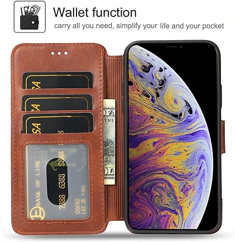 Miniatura 2 de QLTYPRI Funda para iPhone XR, Premium PU Cuero Simple Billetera Caso Ranuras Para Tarjetas Kickstand Cierre Magnético A Prueba De Golpes Flip Cover