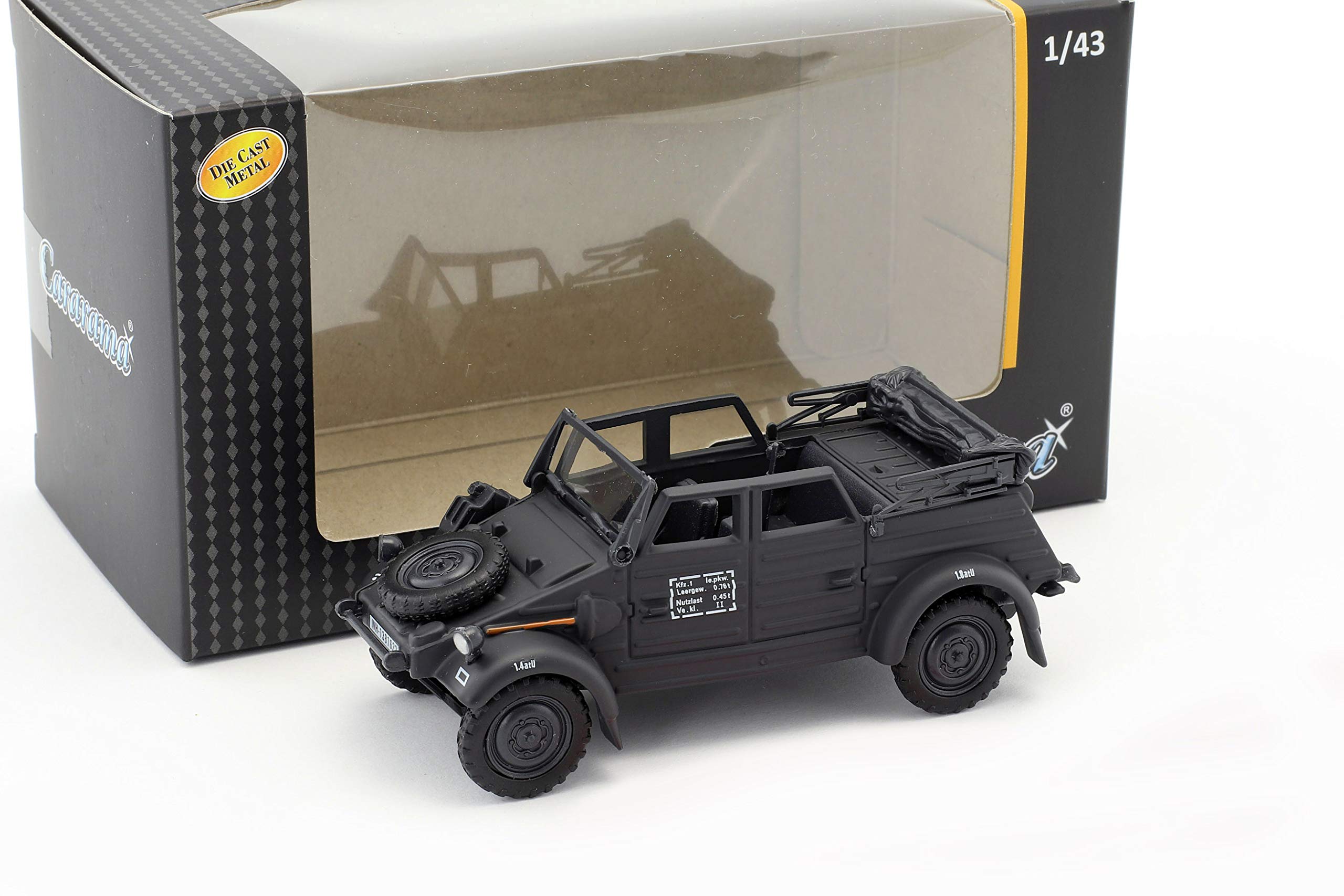 cararama VW Kubel Type 82 Open 1940, Drab, German Army 1:43 scale model from