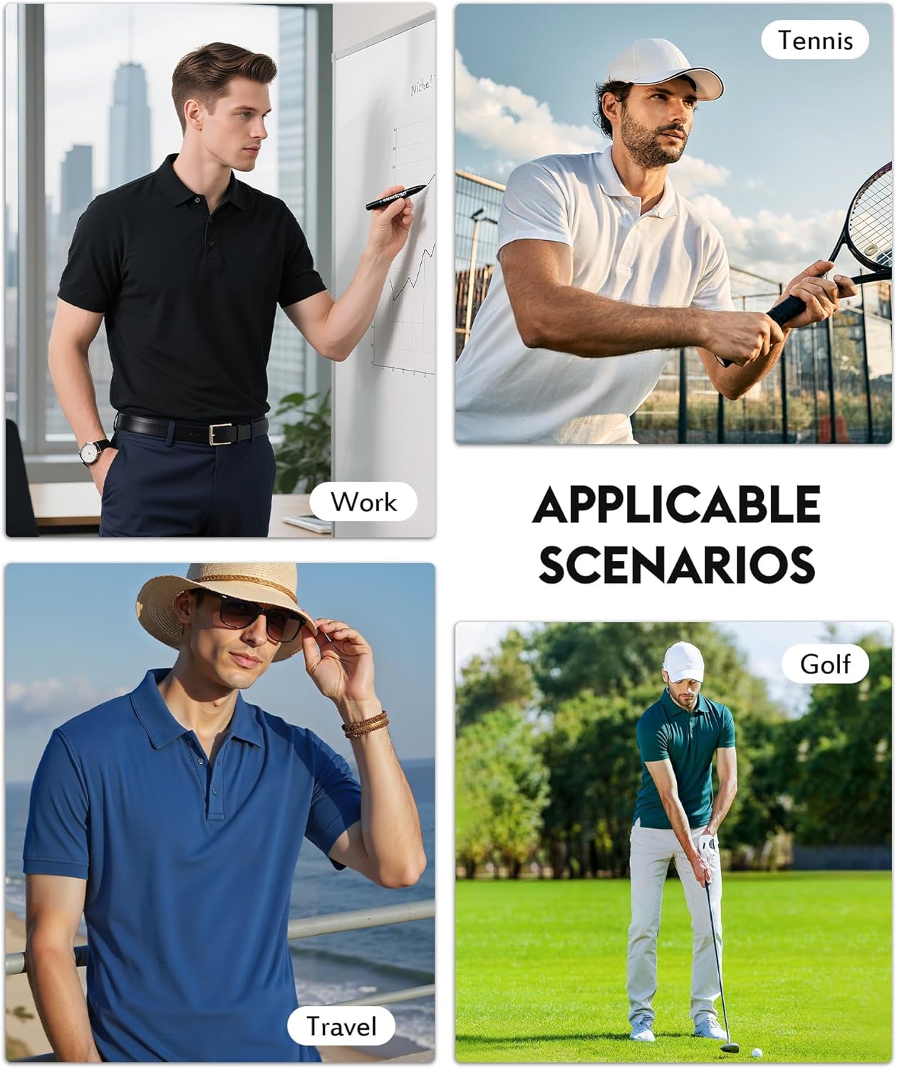 ZITY 3 Pack Mens Polo Shirts Short Sleeve Golf Moisture-Wicking Shirts for Men - Image 6