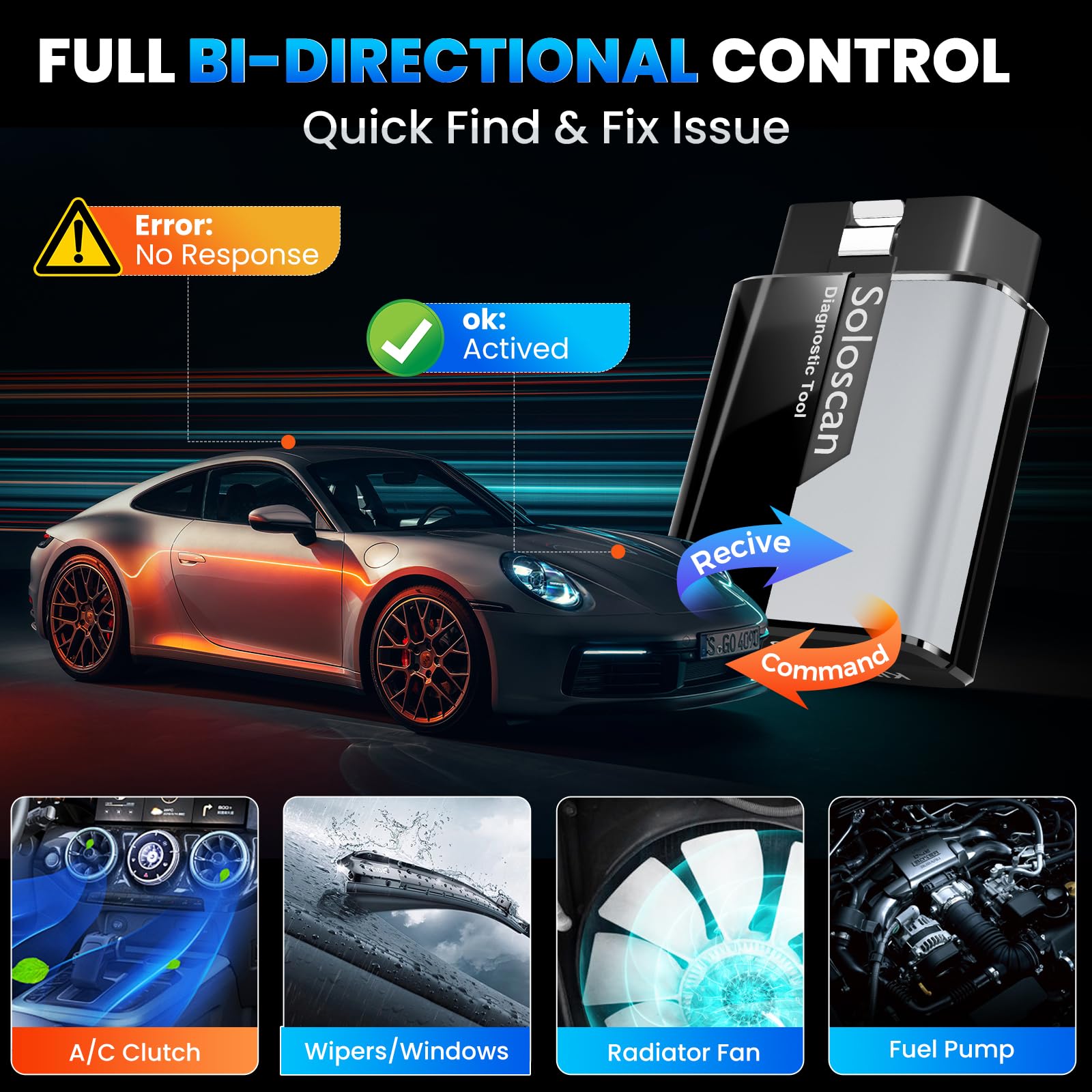 KINGBOLEN Soloscan OBD2 Diagnosegerät für Toyota/für Lexus, Alles System Kfz Diagnosegerät Mit 50+ Reset-Funktion,Bi-direktionale,Aktiver Test,ECU-Codierung, Lebenslanges kostenloses Update