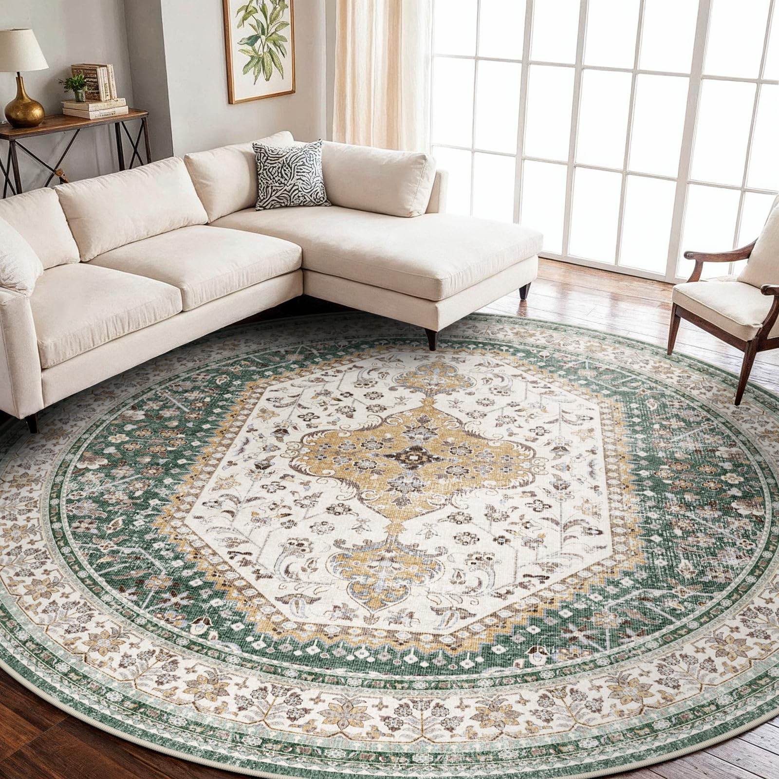Puino 9Ft Round Rug Washable