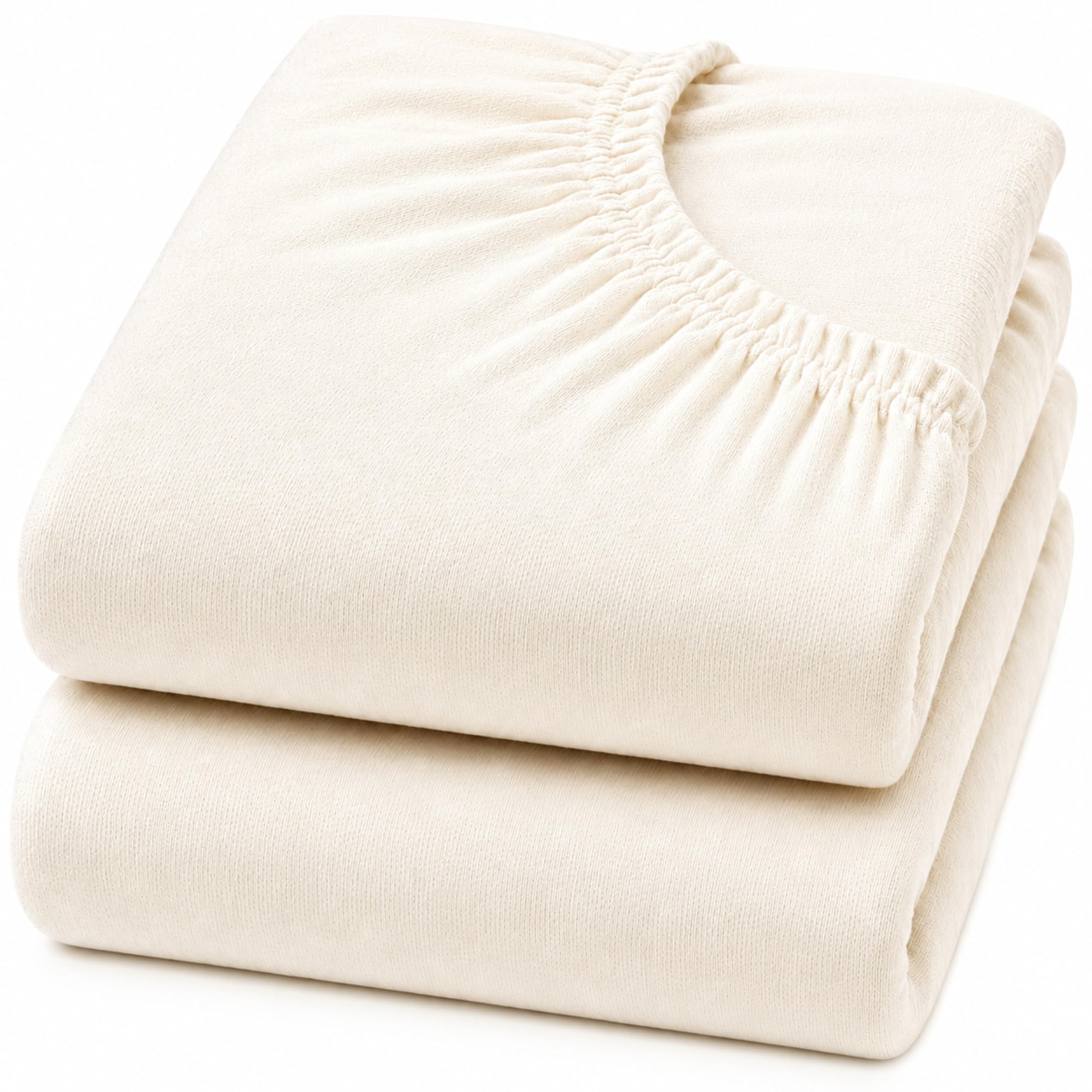 Dudu N Girlie Space Saver Cot Fitted Sheets 100x50cm – Cream, 2 Pack, 100% Jersey Cotton Bedding for Mini & Compact Baby Beds