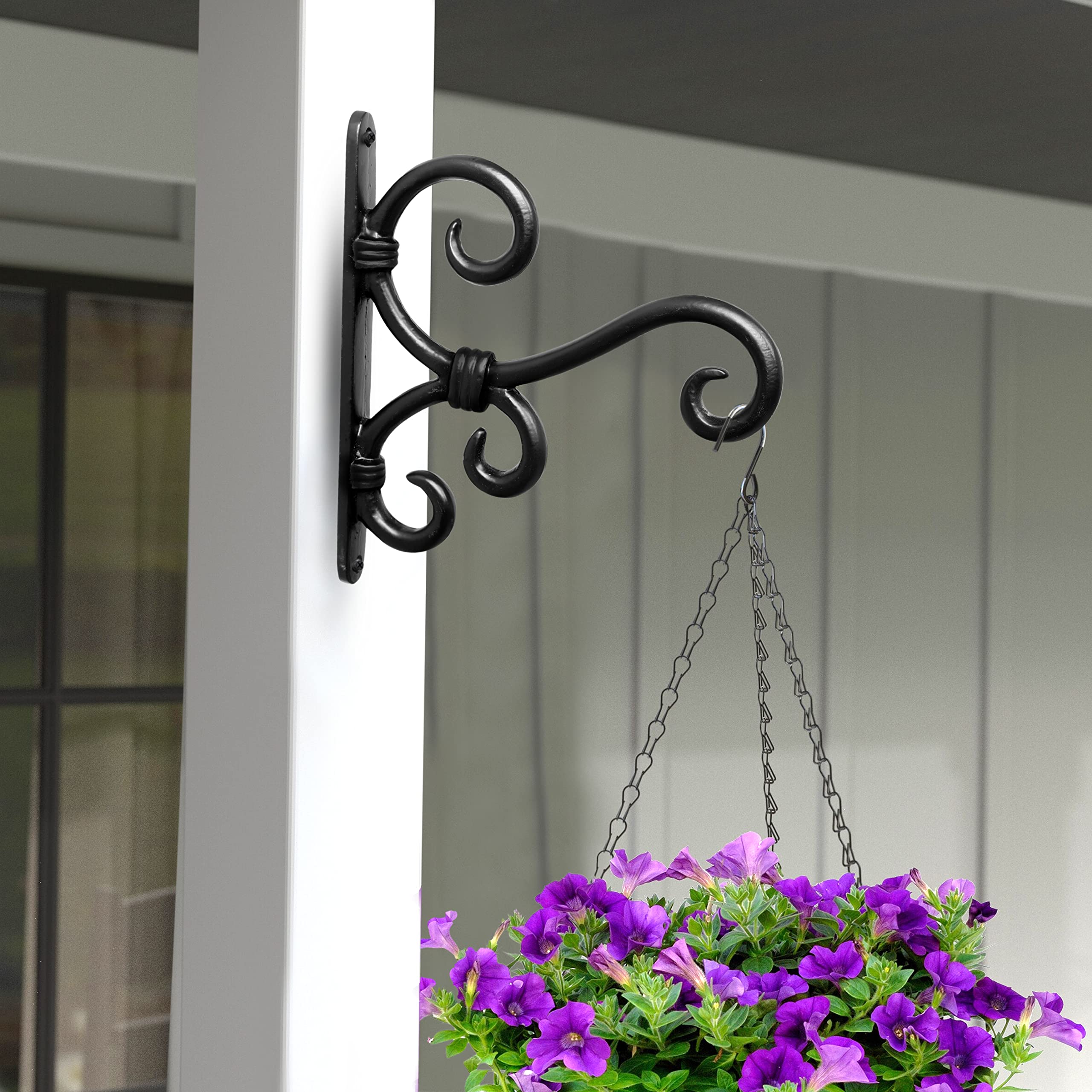 Growfynd ® Metal Wall Hook Hanging Plant Bracket Black Powder Coated | Decorative Straight Plant Hanger for Pots, Bird Feeders, Planters, Lanterns, Cotton, Wind Chimes Indoor Outdoor (Pack of 1)-image-47