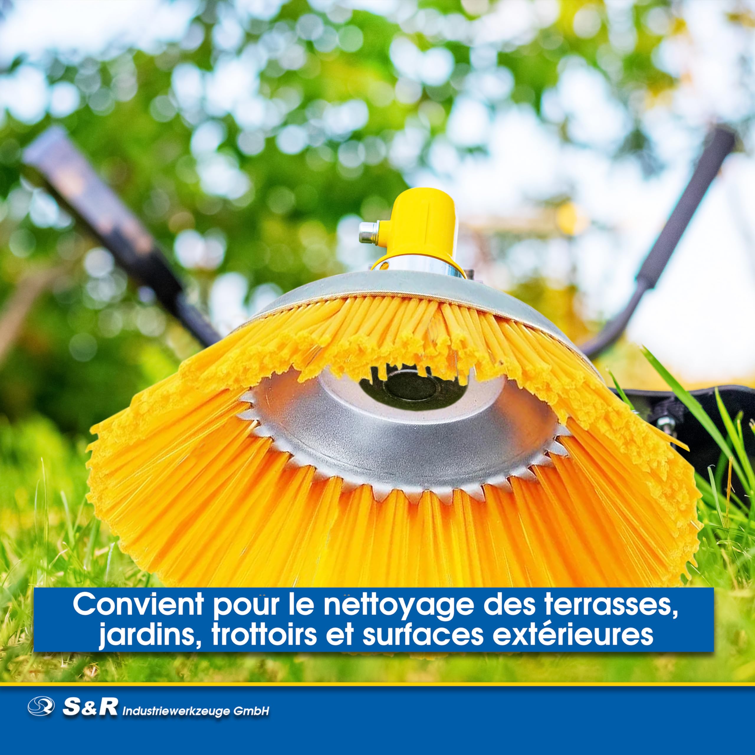 S&R Tête Brosse débroussailleuse Universelle. Brosse Désherbage Gazon mauvaises herbes en nylon 200 x 25,4 mm Jaune