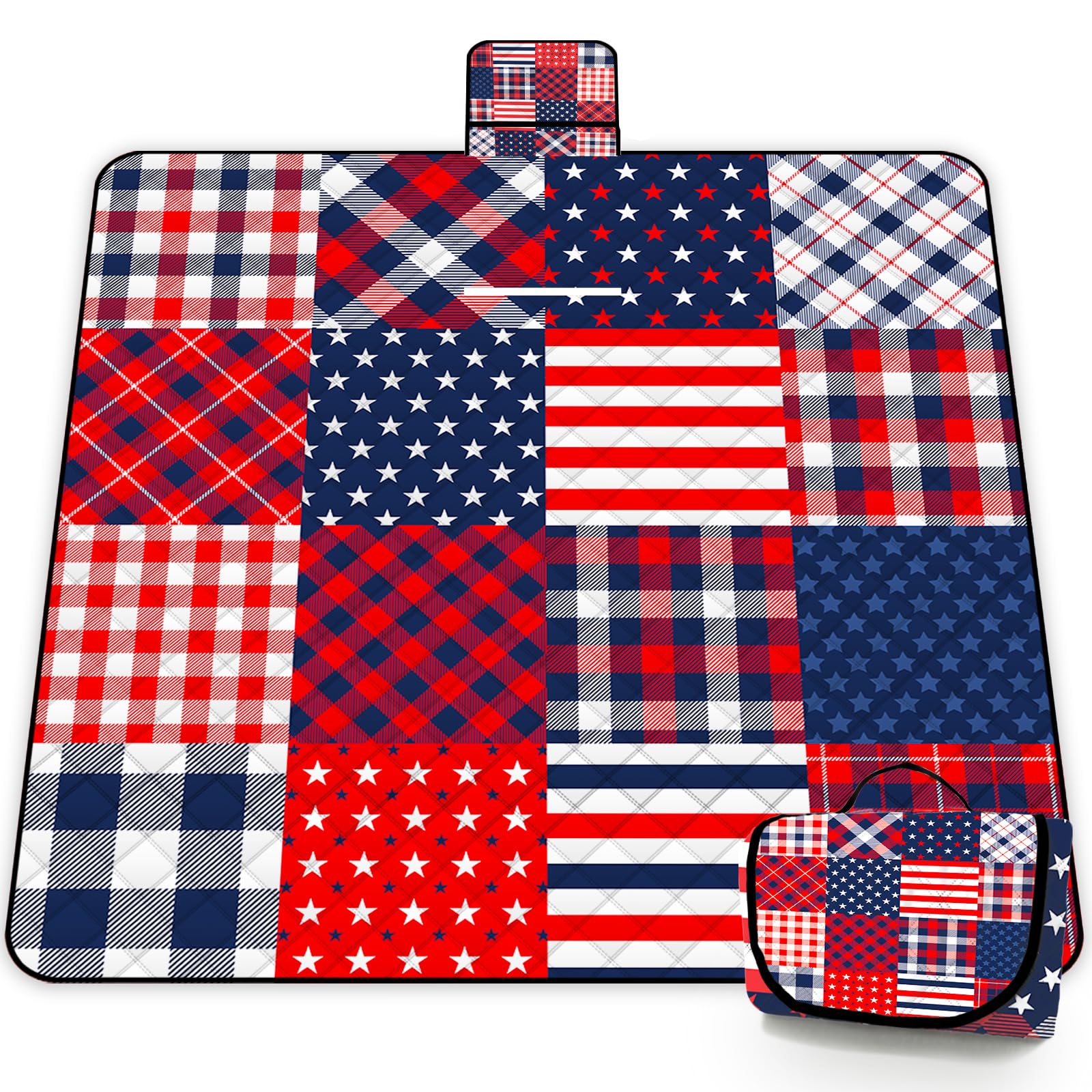 Poedist Extra Large Patriotic Picnic Blanket Waterproof,80