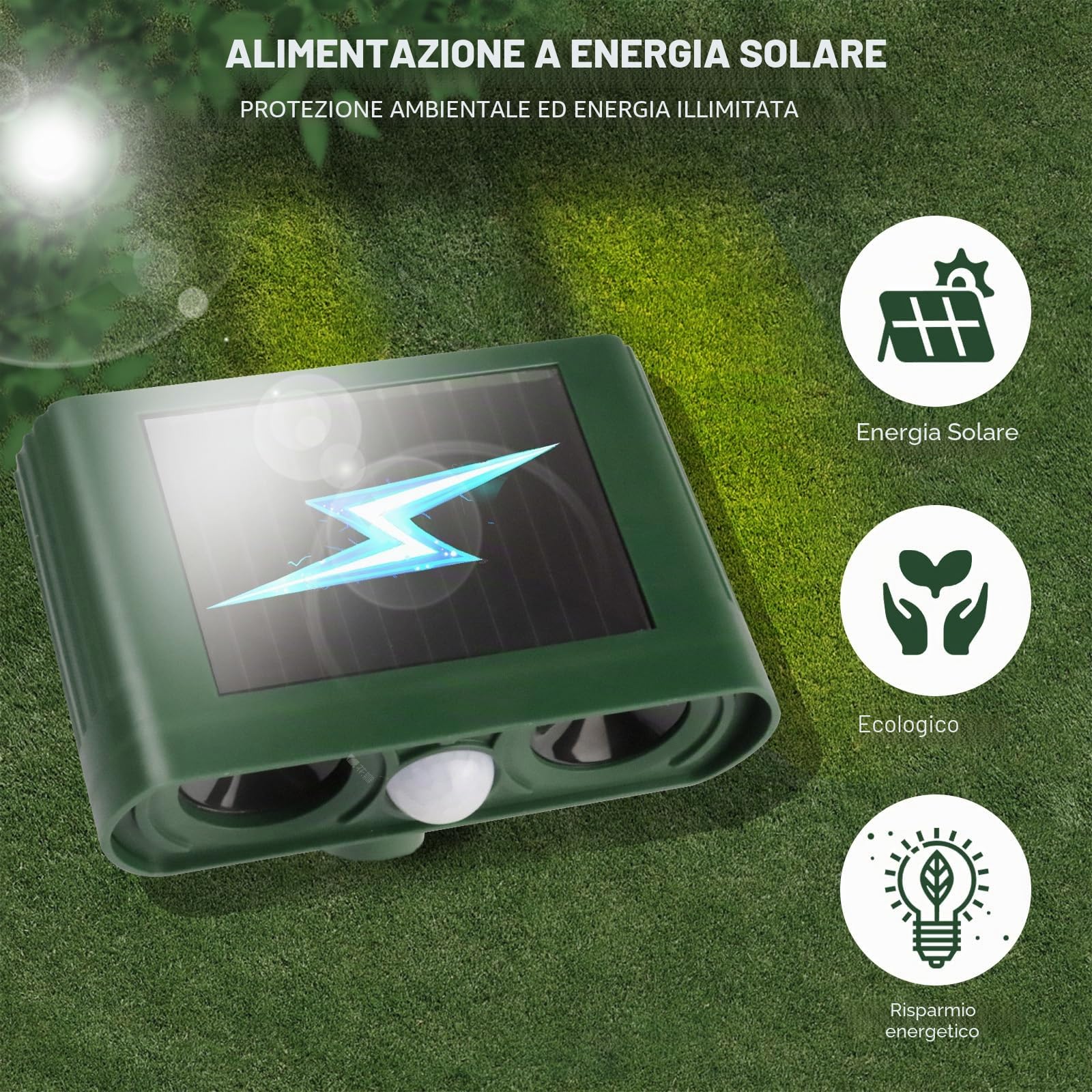 4Pz Dissuasore per Gatti, Ultrasuoni Piccioni, Dissuasori per Gatti da Esterno, può Respingere Efficacemente, Uccelli, Volpi, Procioni, Conigli e Roditori