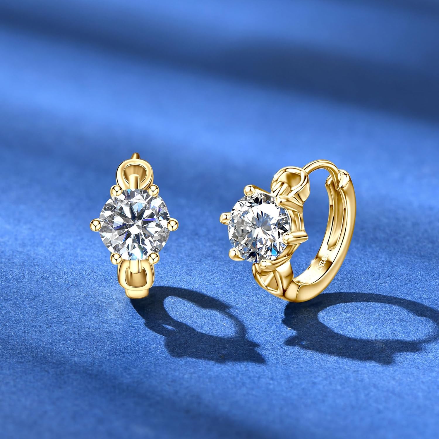 S925 Sterling Silver 1ct Diamond Hoop Earrings for Women,D-Color VVS1,Elegant Gift for Fiance Engagement Present