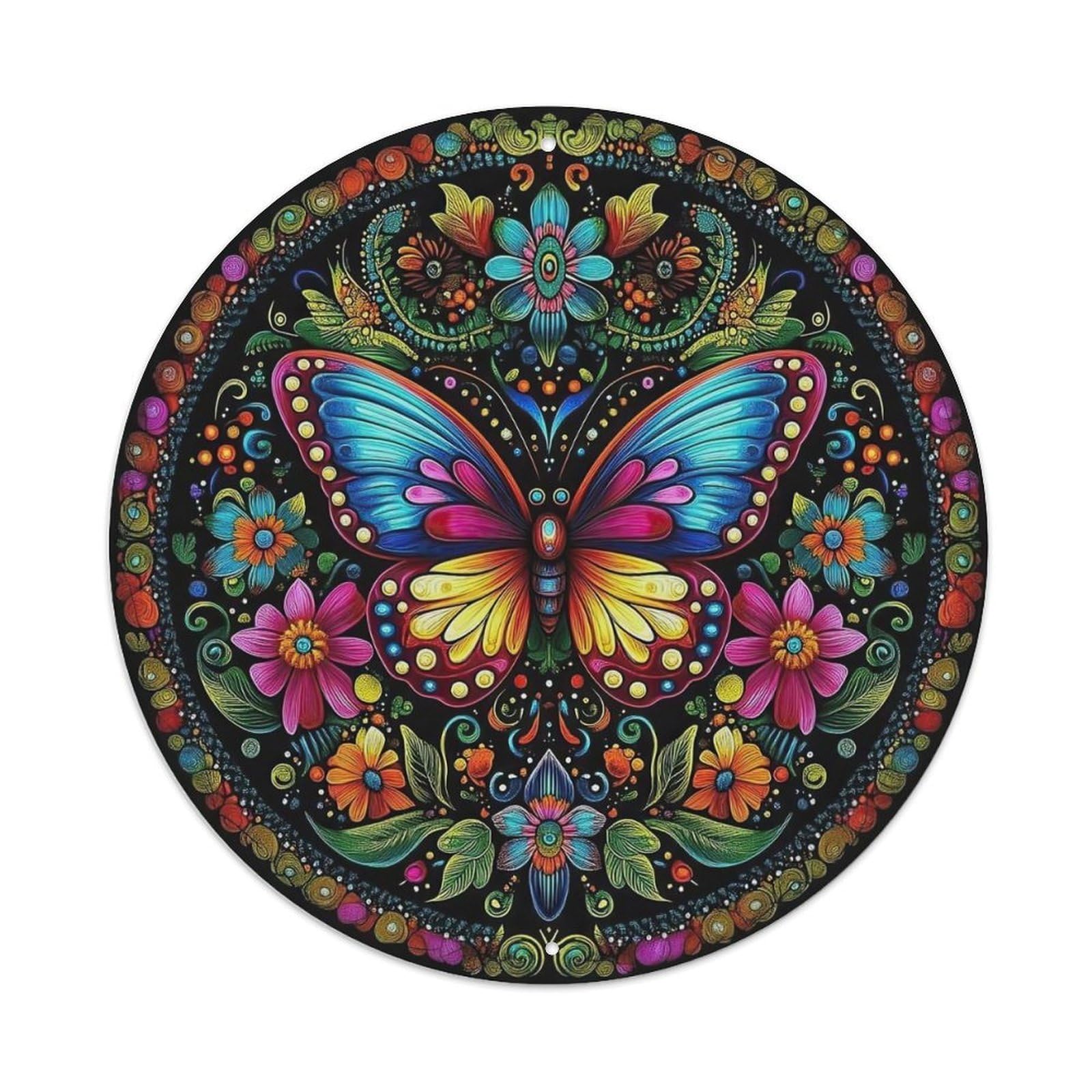 Colorful Butterfly Floral Mandala Metal Tin Sign