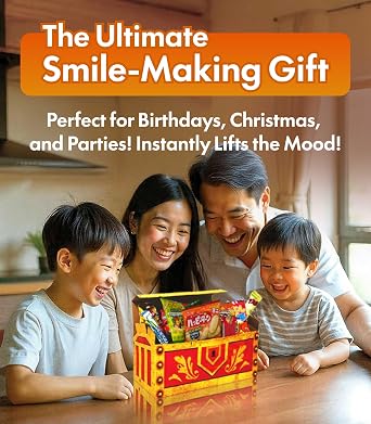 OKURIMONO 70 Count Snack Box Assorted Japanese & American Snacks | International Snack Gift Box, College Care Package for Kids, Teens & Holidays