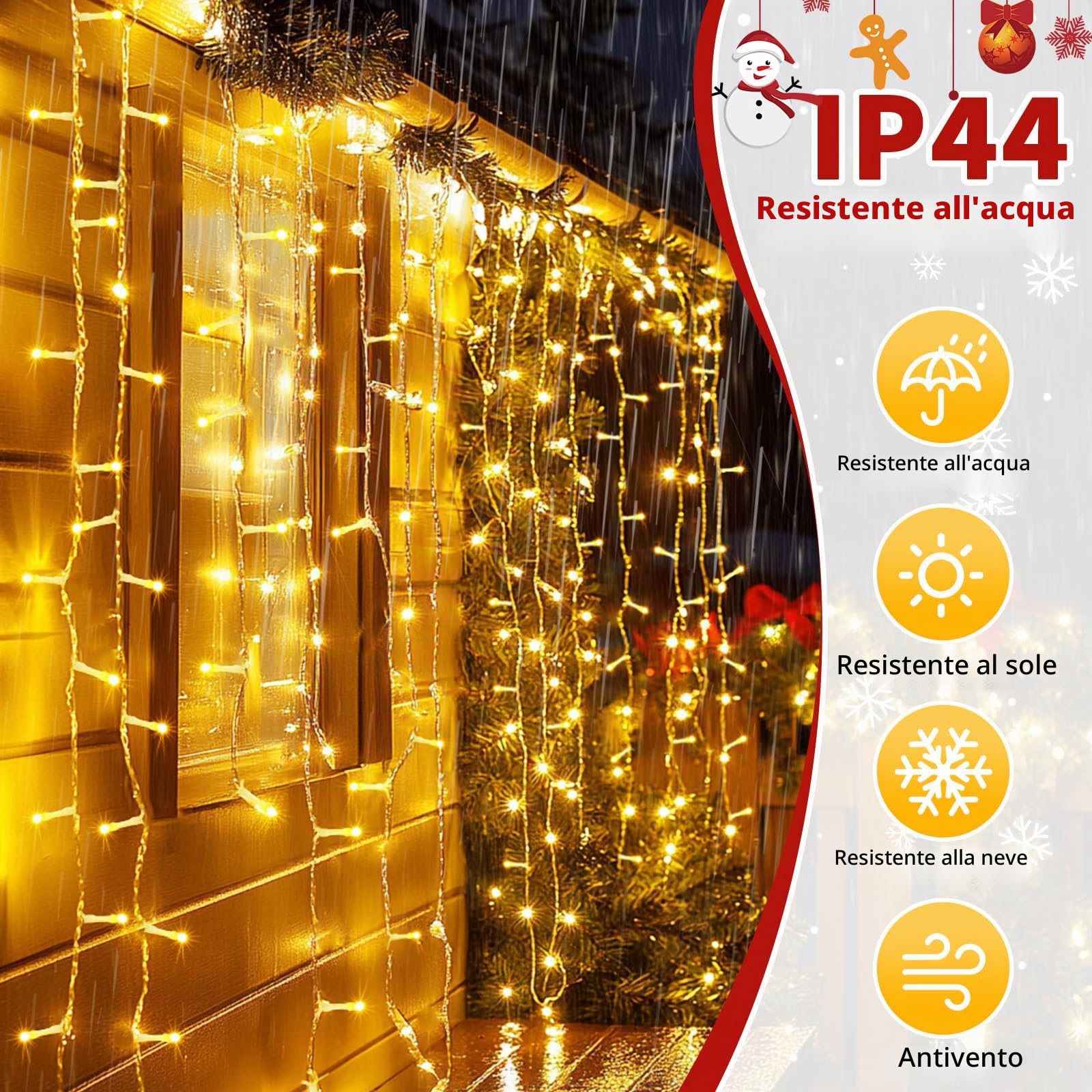 Auriostar Luci Natale Esterno 40m 400LEDs, Impermeabile IP44 Catena Luminosa Esterno, 8 Modalità Luci LED per Interno/Esterno Decorative Natalizie Albero di Natale Nozze Compleanno (Bianco Caldo)