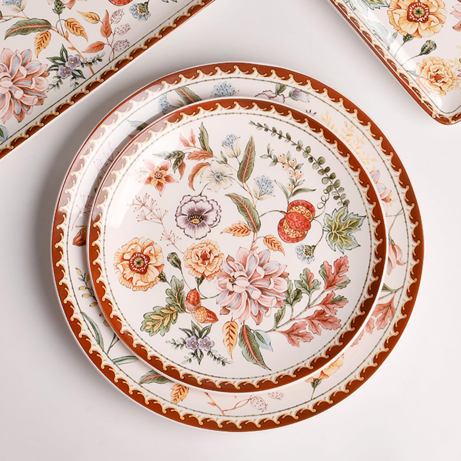Bistec de cerámica creativa retro occidental plana hogar fresco y exquisita personalidad - Plato de 11 pulgadas
