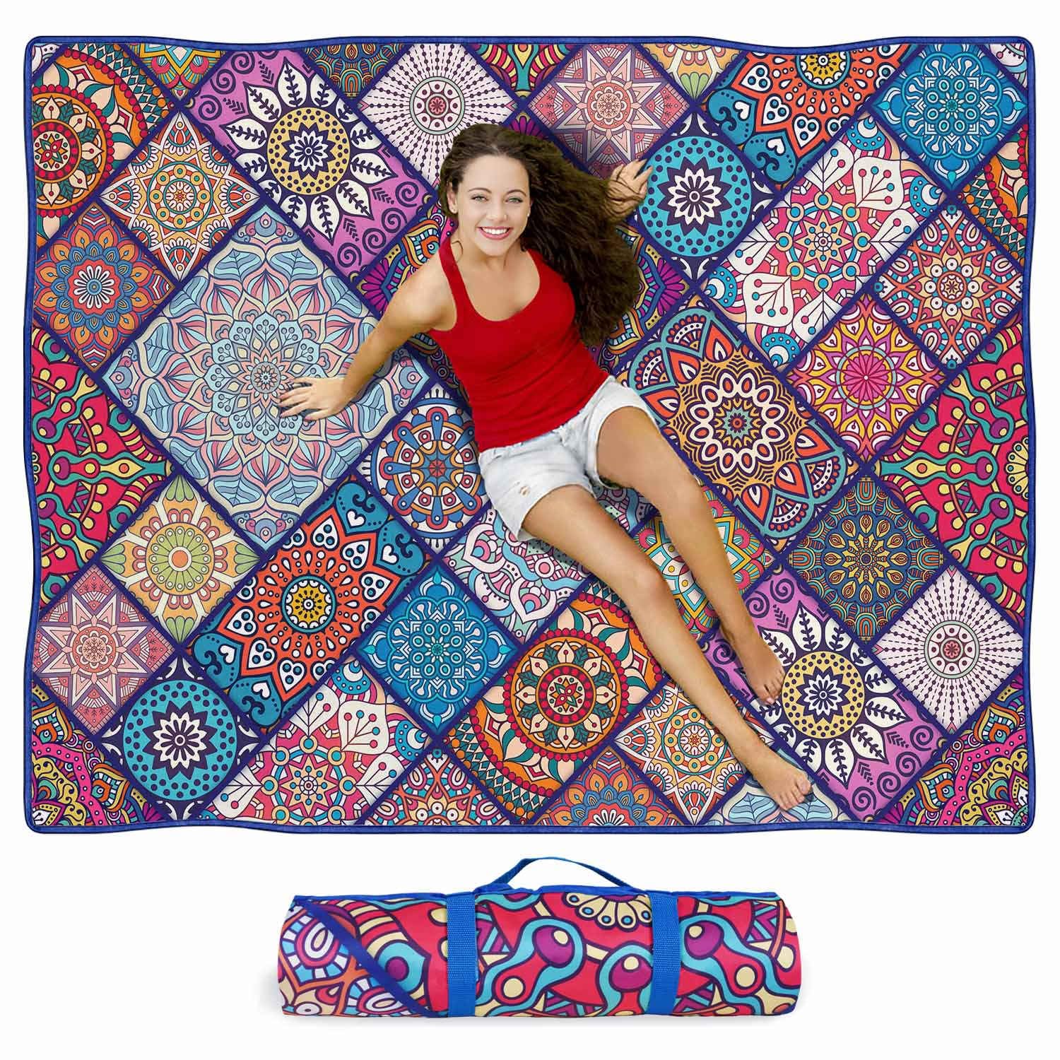 Coperta Da Picnic Portatile 200 X 200 CM, Impermeabile Pieghevole Con Manico Per Outdoor Giardino Campeggio Controllo In Bianco E Nero 91815977