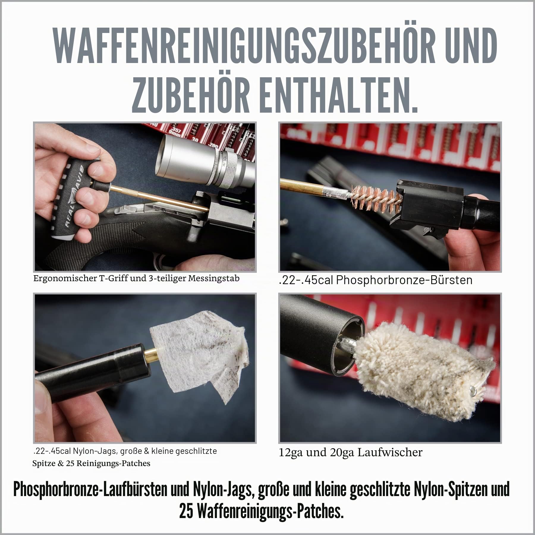 RealAvid Gun Boss Pro Universelle Präzisionswerkzeuge zum Reinigen von Waffen (Kurz- und Langwaffen, Glatte und gezogene Läufe), Ansicht 8