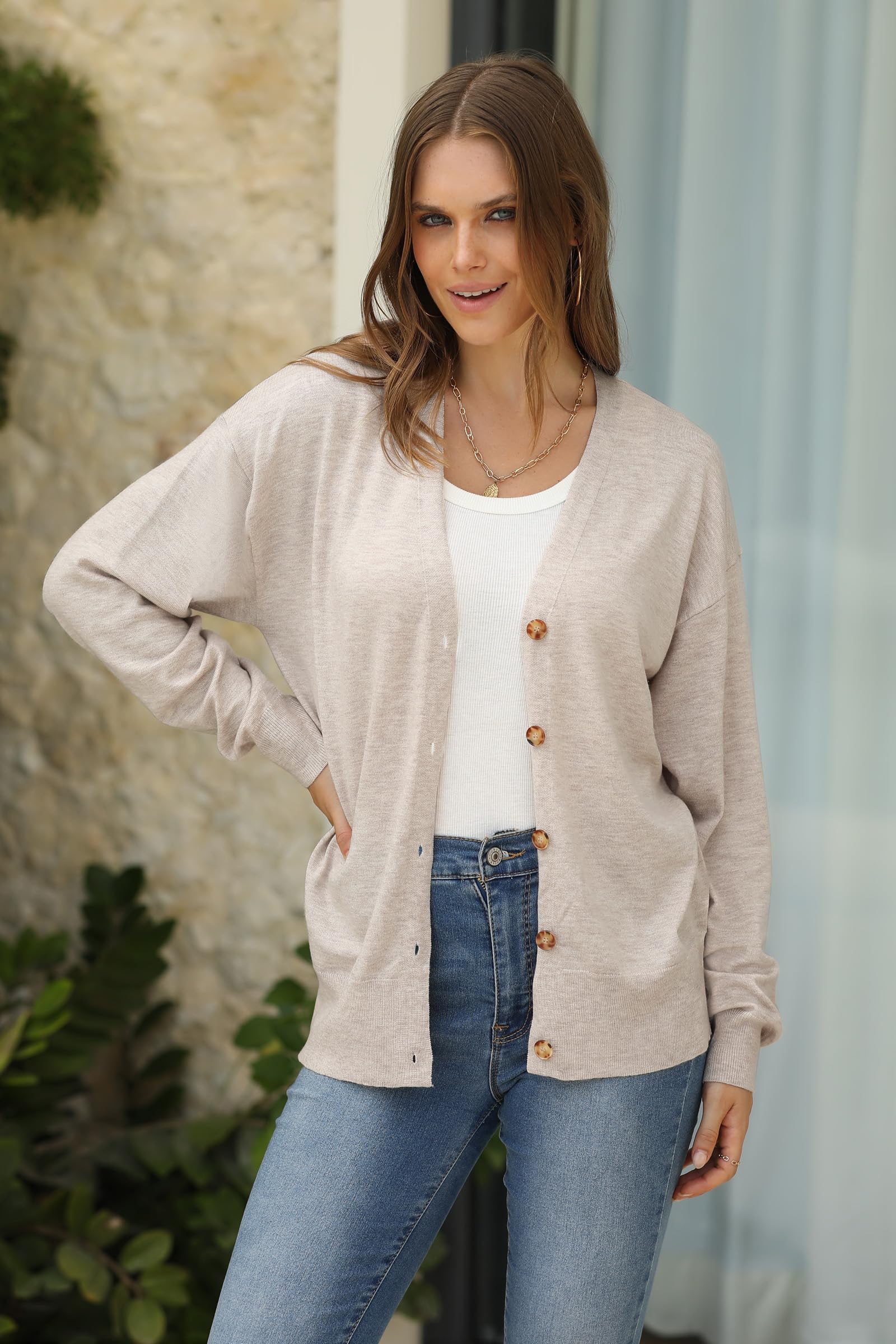 Arach&Cloz Cardigan da donna misto lana leggero autunno business casual cardigan maglioni