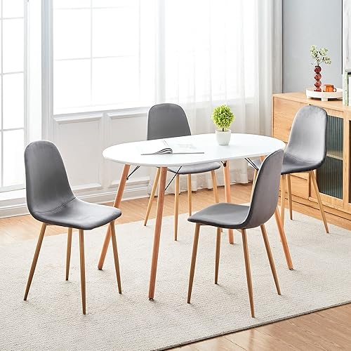 Miniatura 2 de COZYCASA Skandinavien - Juego de 4 sillas de comedor de terciopelo de estilo moderno de mediados de siglo, sillas auxiliares con patas de metal,