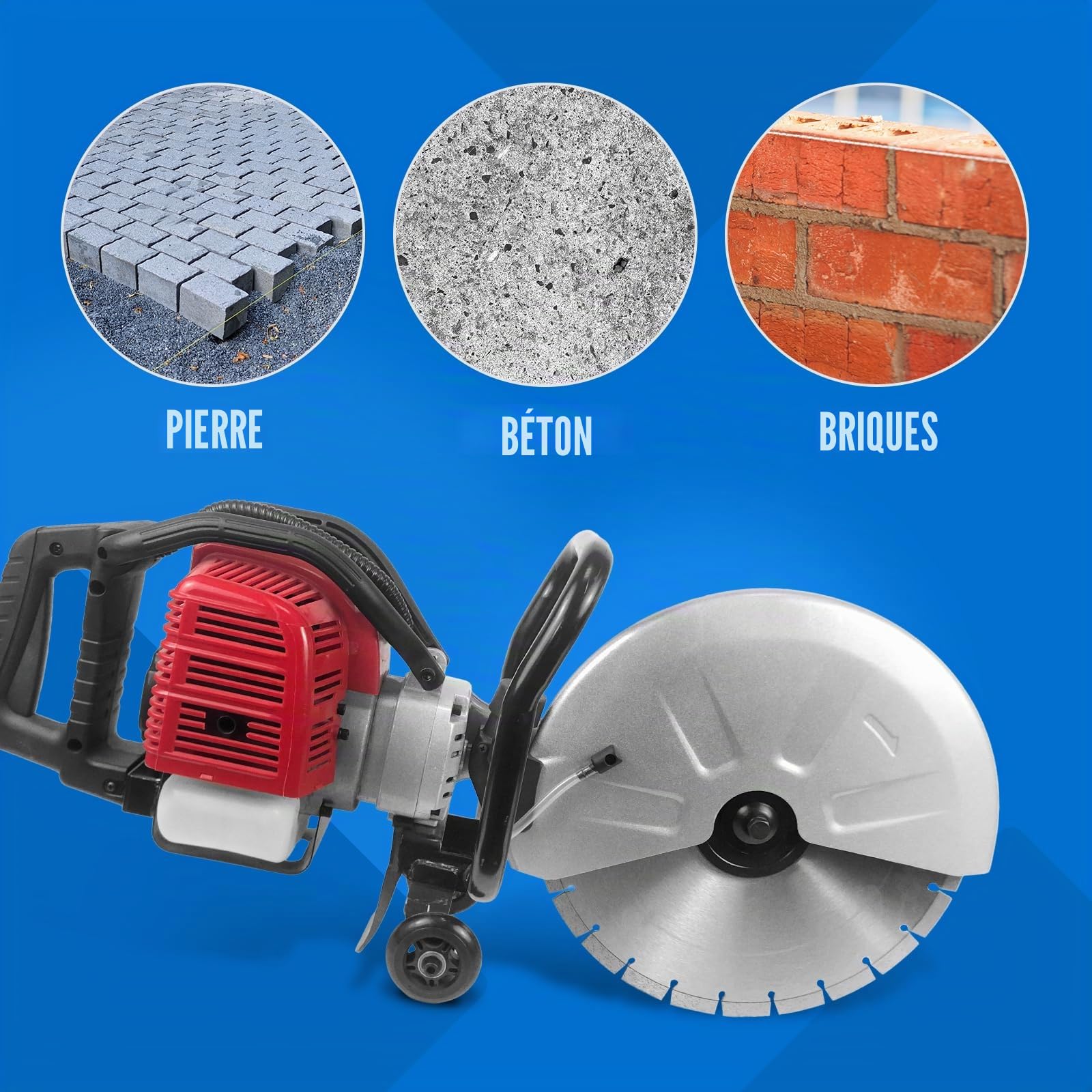 MSW Scie à béton - thermique - 2500 W - profondeur de coupe 120 mm Découpeuse à disque Tronçonneuse à béton
