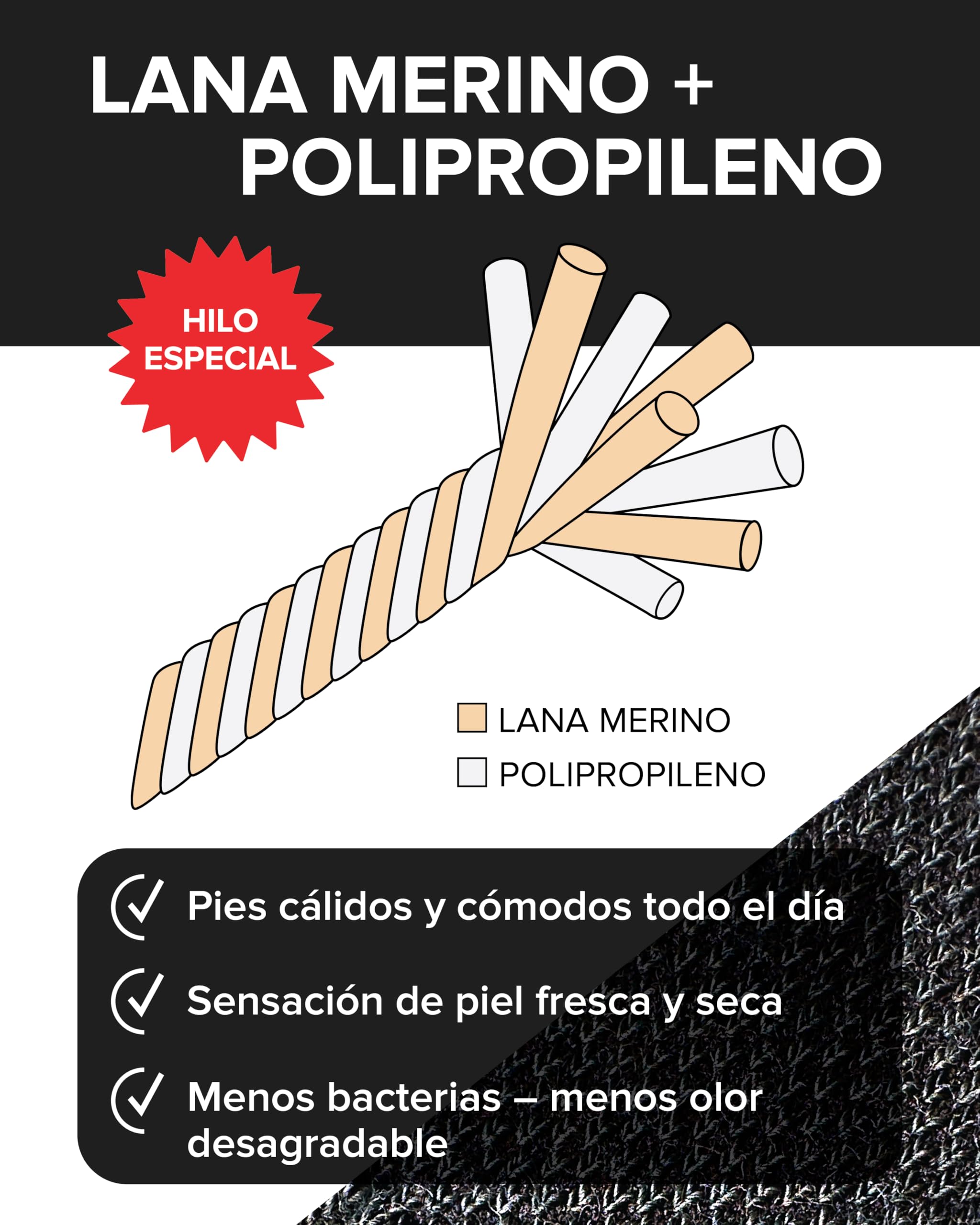 Calcetines Senderismo Lana Merino Antiampollas Hombre Trekking Invierno