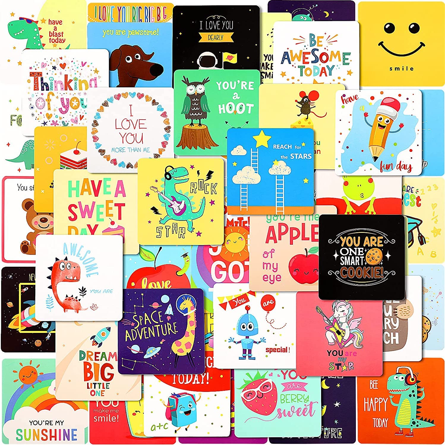 Lunch Box Notes for Kids - 90 Pack Inspirational and Motivational, Positive Affirmation, Encouragement, Thinking of You Cards for Boys & Girls,Back to School Supplies