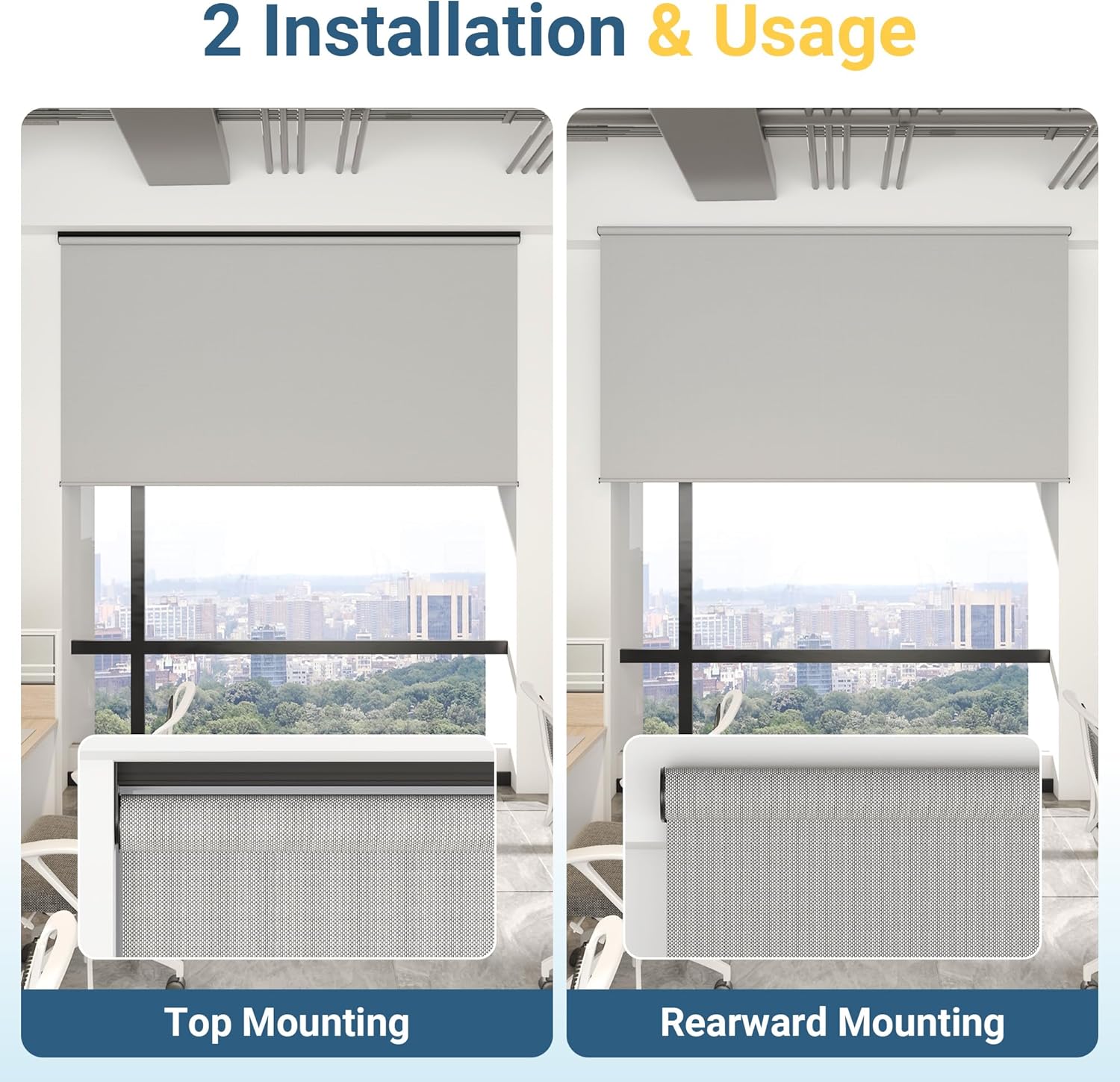 Outdoor Roller Shade for Patio with New Operation Mode (No Need Crank), (6'W X 8'H) 420GSM New Material Patio Blinds with 95% UV Protection, Outdoor Blinds for Privacy Protection and Shading, Gray