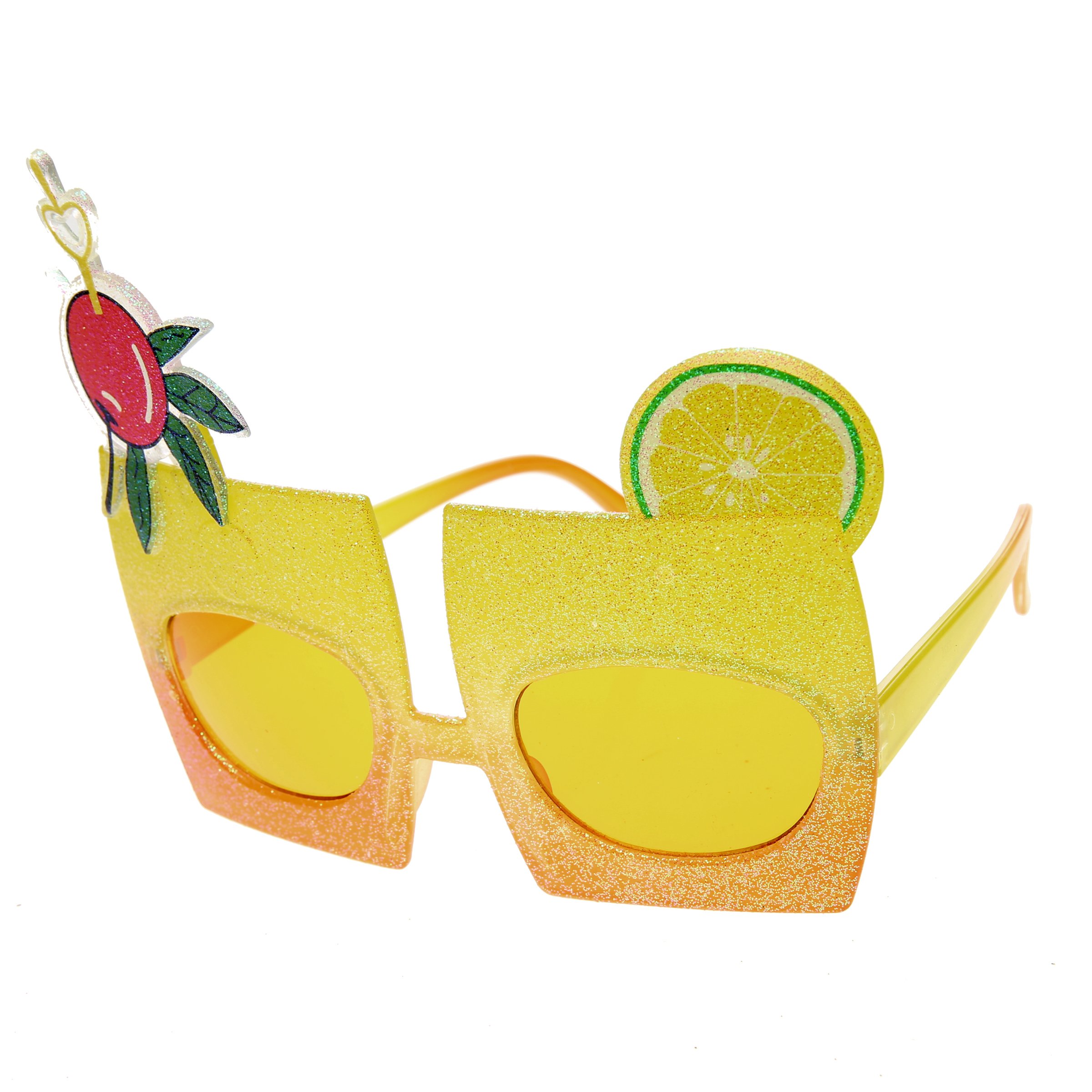 zeroUV Cherry Cocktail Mix Drink Party Favor Celebration Novelty Sunglasses (Yellow-Orange Orange)