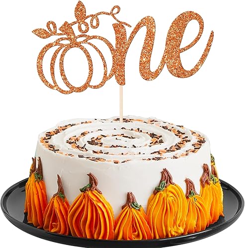 1 pieza de calabaza con purpurina para decoración de pastel de primer cumpleaños, decoración para Acción de Gracias, baby shower, fiesta de primer