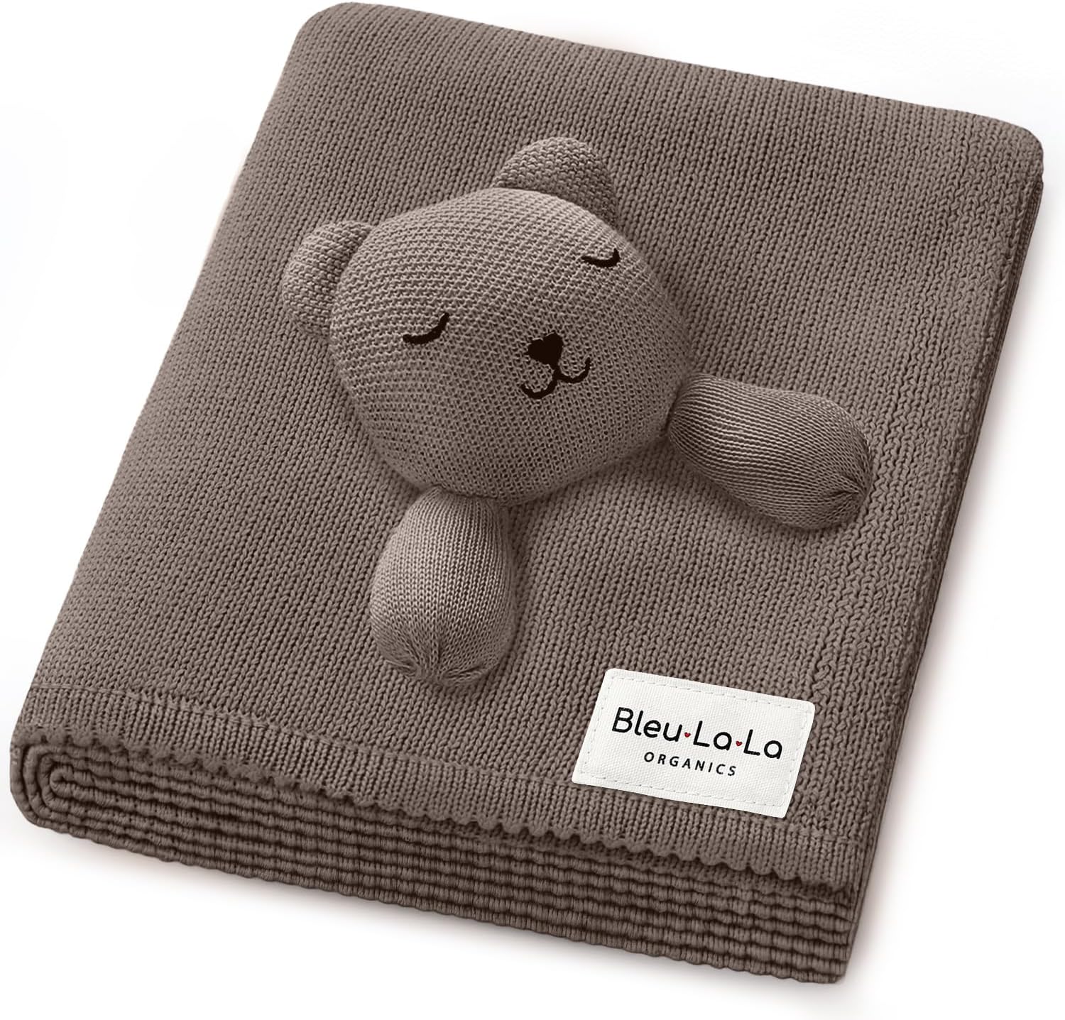 Blanket Lovey 100% Organic Cotton Baby Blanket with Comfort Lovey, Soft Security Blanket for Newborns & Toddlers (Bear - Milk Chocolate)