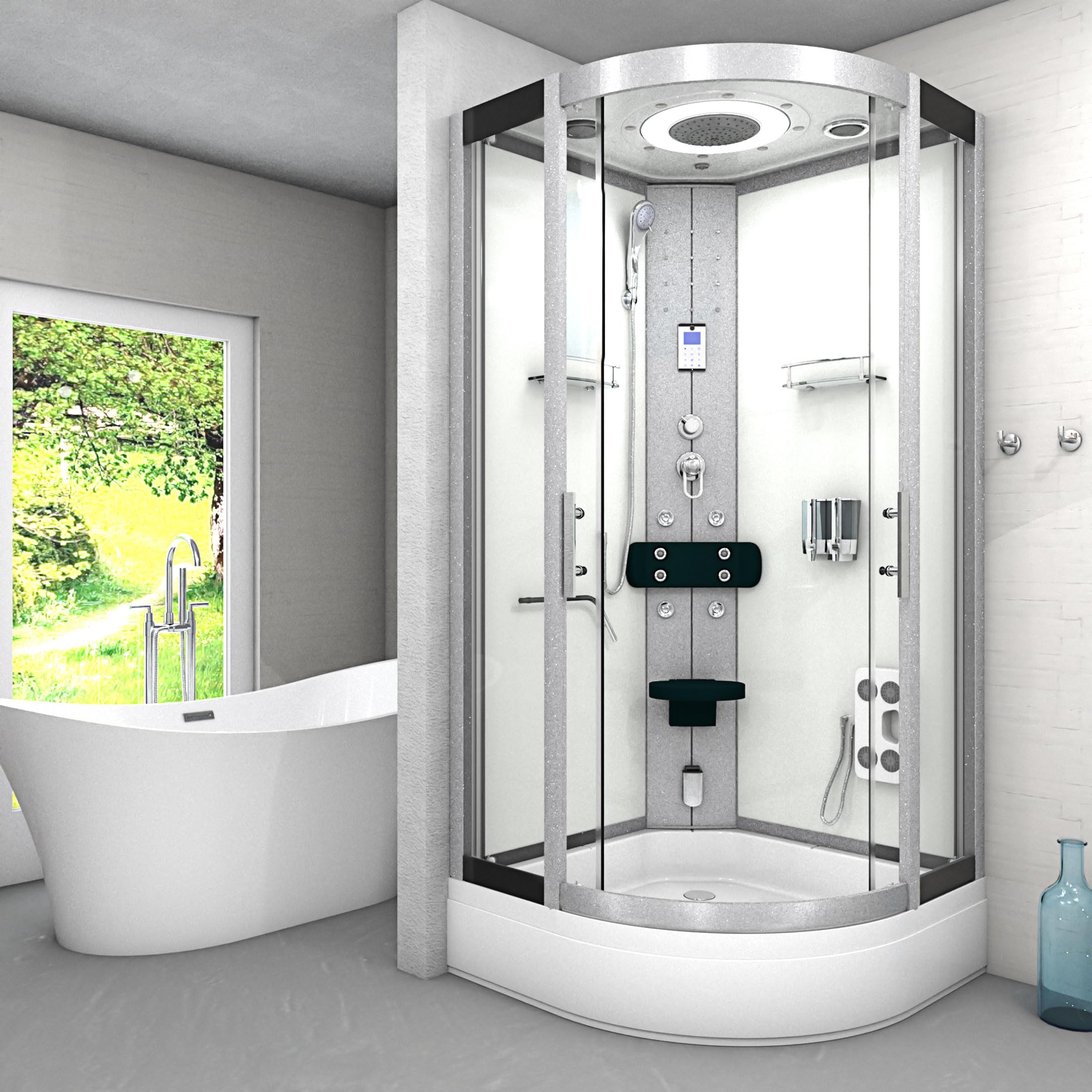AcquaVapore Dampfdusche Duschkabine Sauna Dusche D58-50T2-EC 90x90 cm mit 2K Scheiben Versiegelung