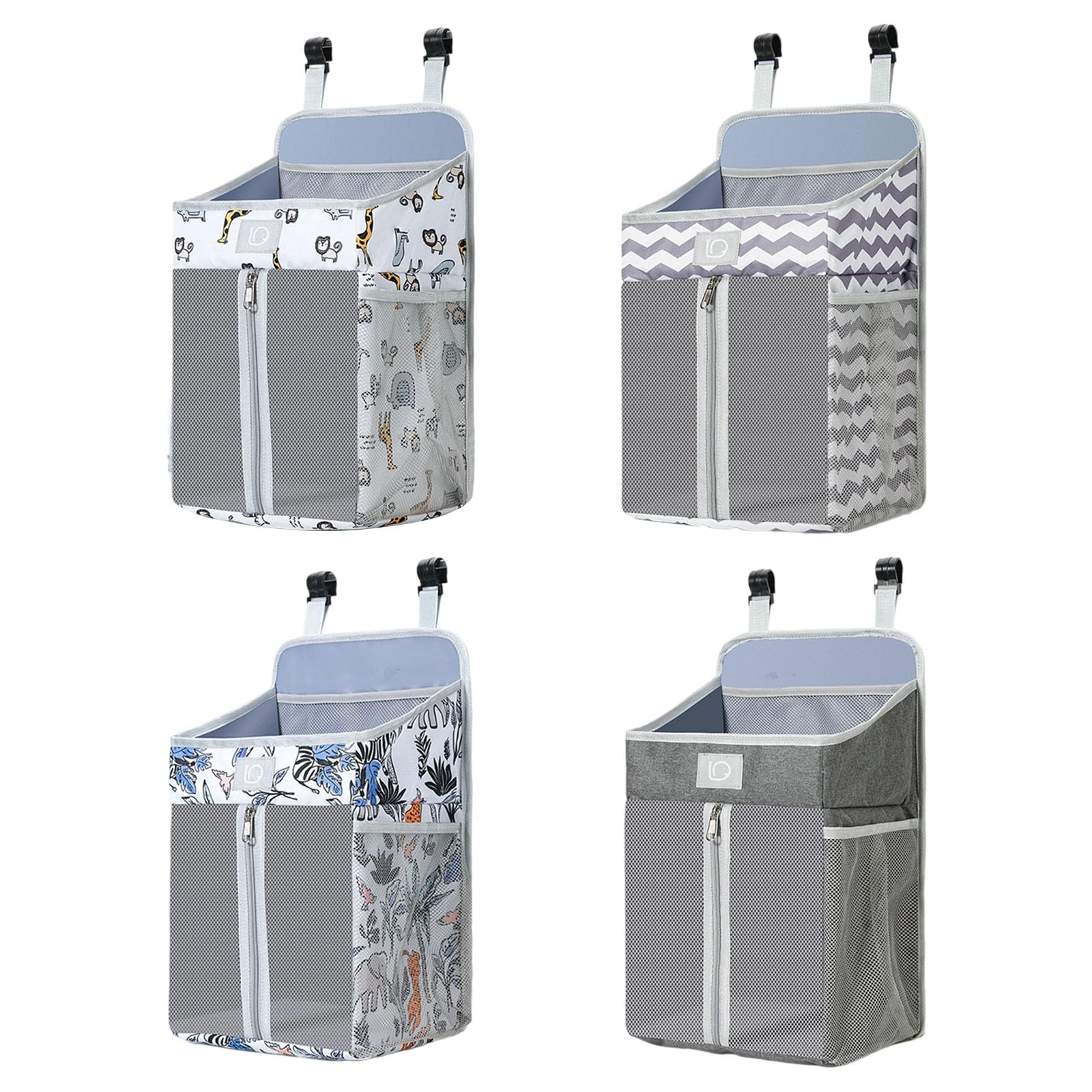Organizadores colgantes para cuna de bebé con múltiples compartimentos para almacenamiento de pañales, tela Oxford, accesorios para guardería, bolsa de mesita de noche, organizador de pañales
