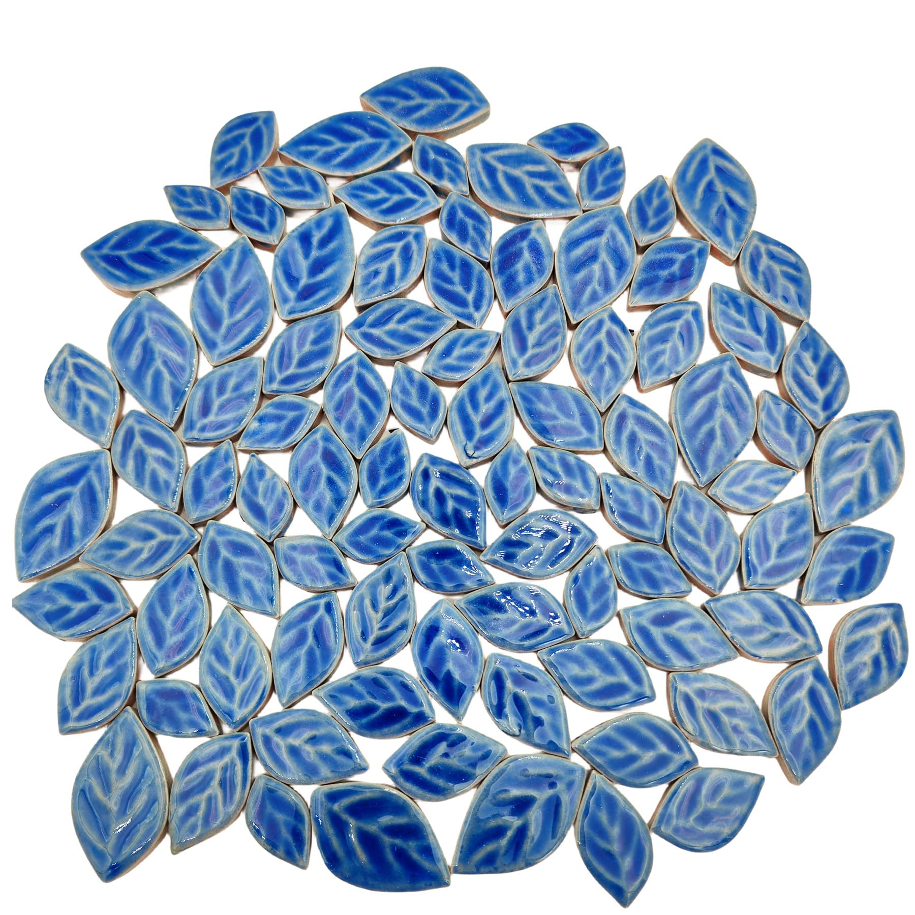 1.1lb Random Leaves Ceramics Mosaic Tiles, Making Creative Ceramic Mosaic Pieces for DIY Craft,Flowerpots, Vases, Cups, Garden Decor (Cracked Ice Blue)