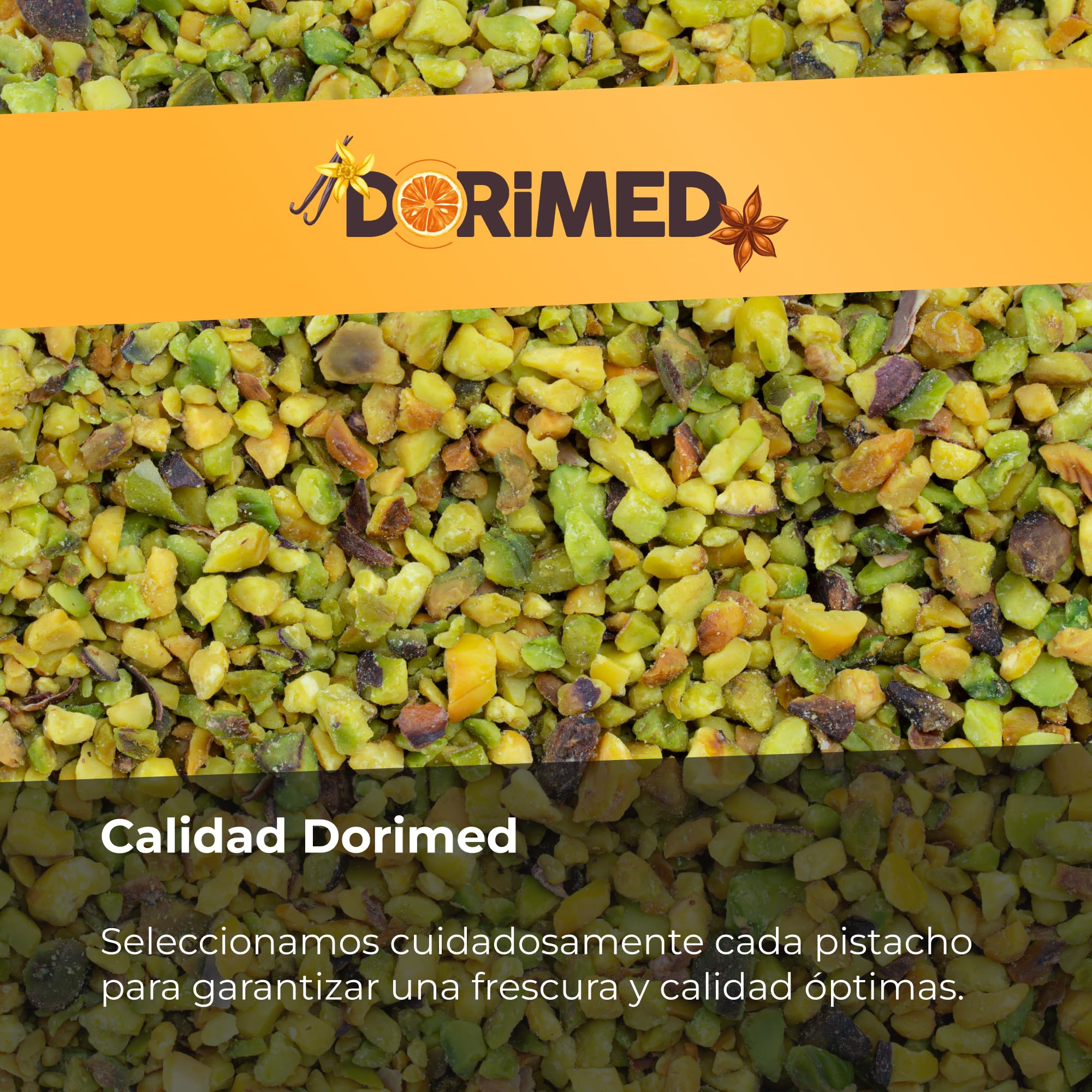 Pistachos Picados y Crudos | Sin Sal | 1 Kg de pistachos de origen natural | Vegano y vegetariano | Sin cáscara | Pelados y frescos | No tostados | Dorimed
