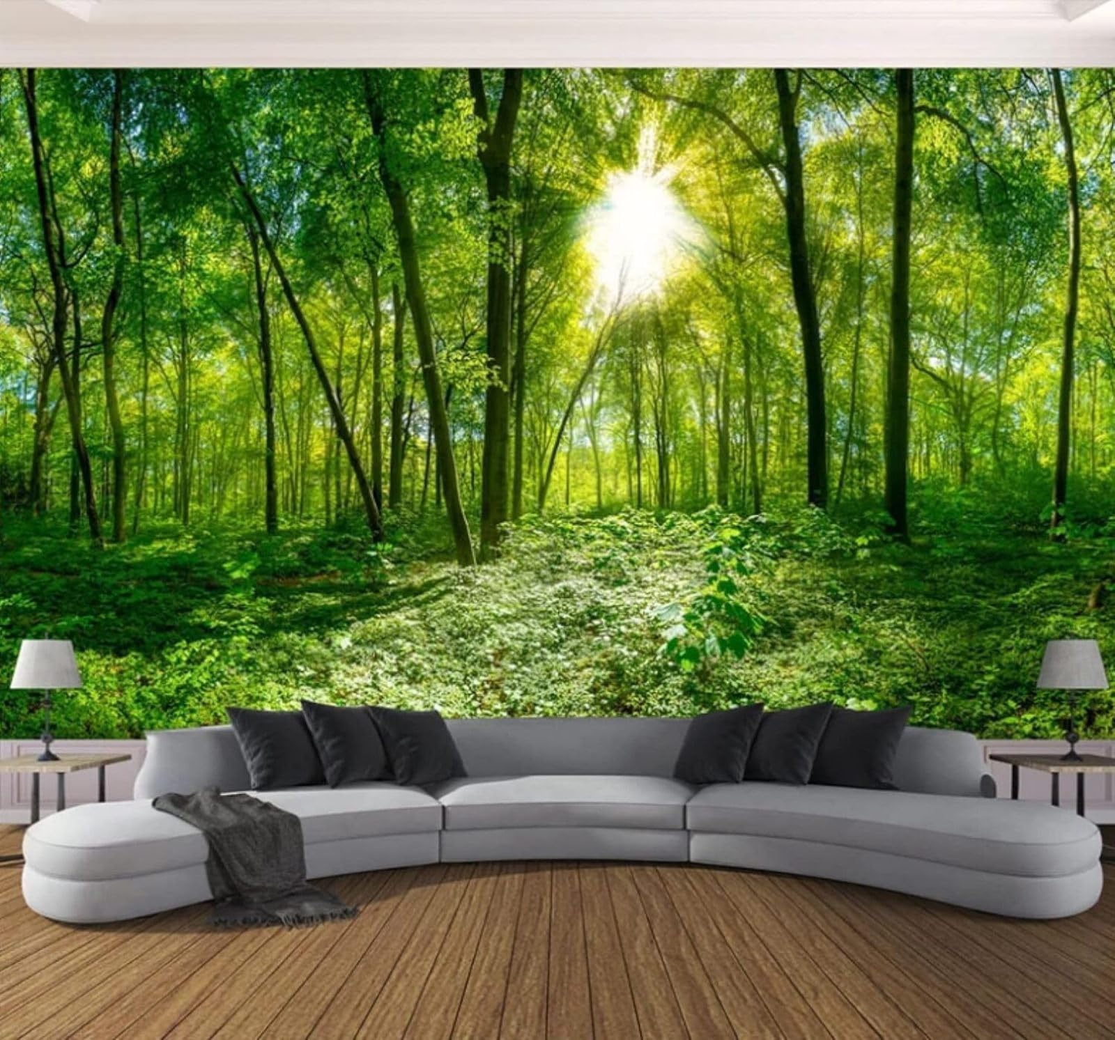 XLMING Green Forest Sunshine Nature Landscape 3D Wallpaper Luxury Home Dining Decor Paste Sofa Living Room The Wall for Bedroom Mural-350cm×256cm